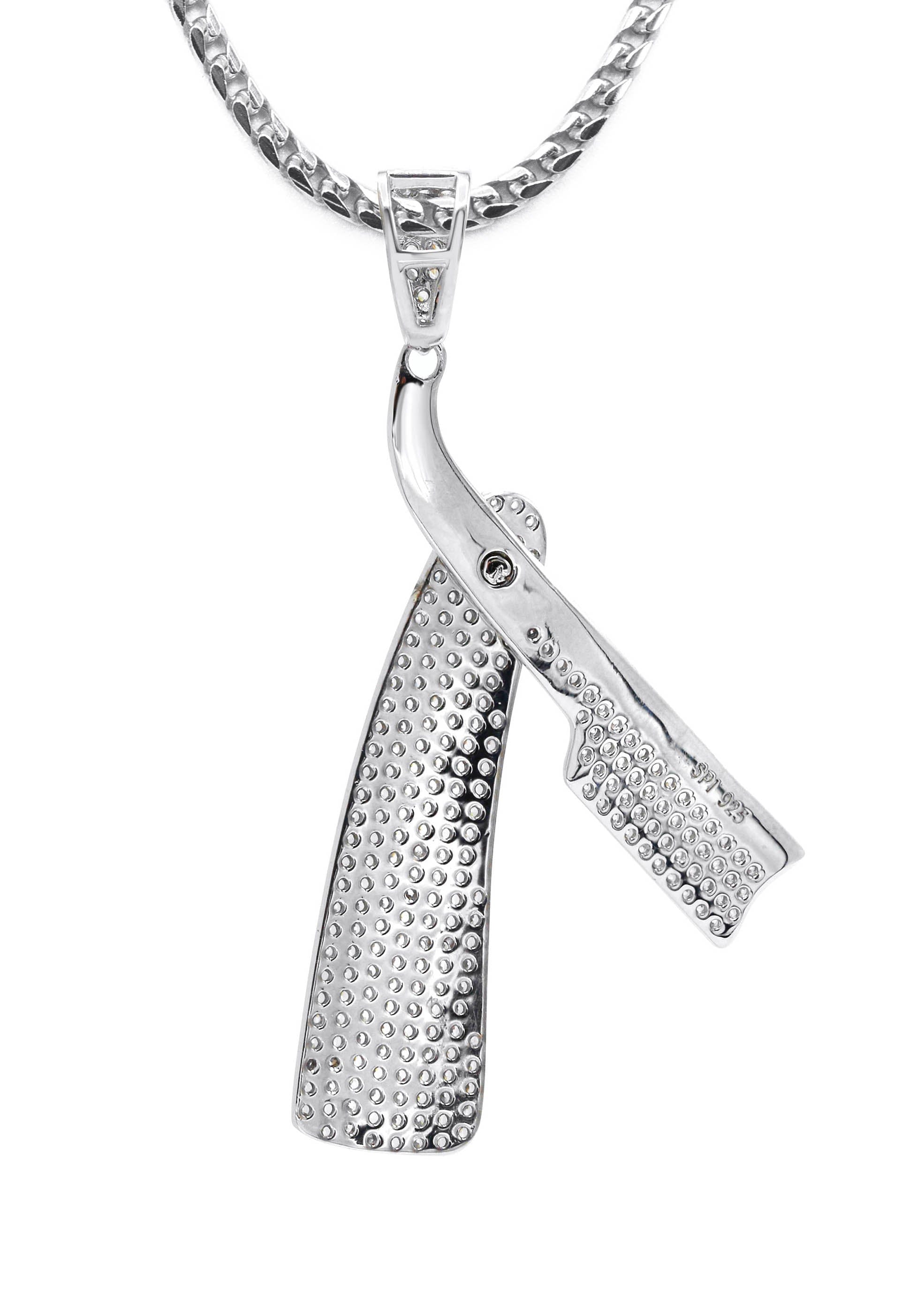 Manufacturer 43 Silver Barber Razor Necklace | 21 Grams