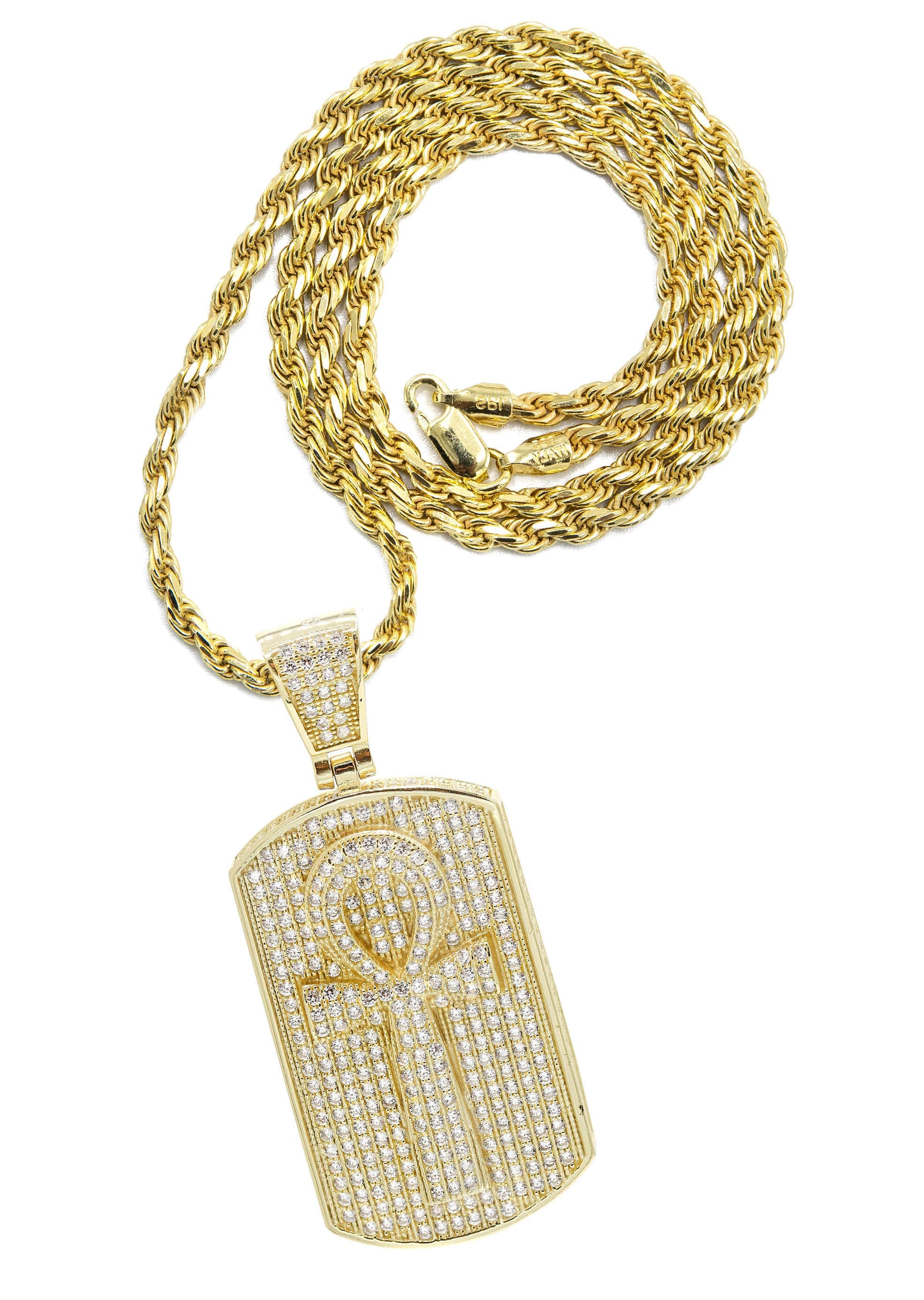 Manufacturer 43 Silver Necklace - Gold Ankh Dog Tag Necklace | 30.4 Grams