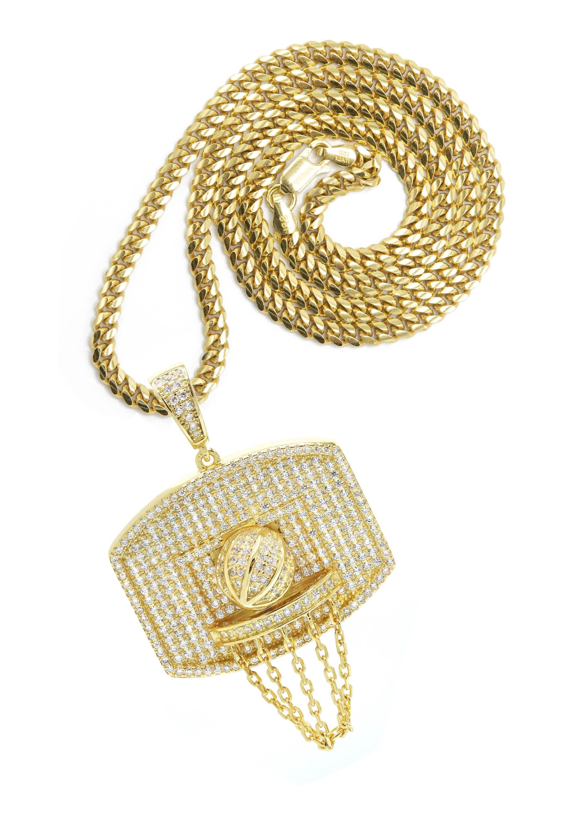 Manufacturer 43 Silver Necklace - Gold Basketball Hoop Necklace | 25.2 Grams