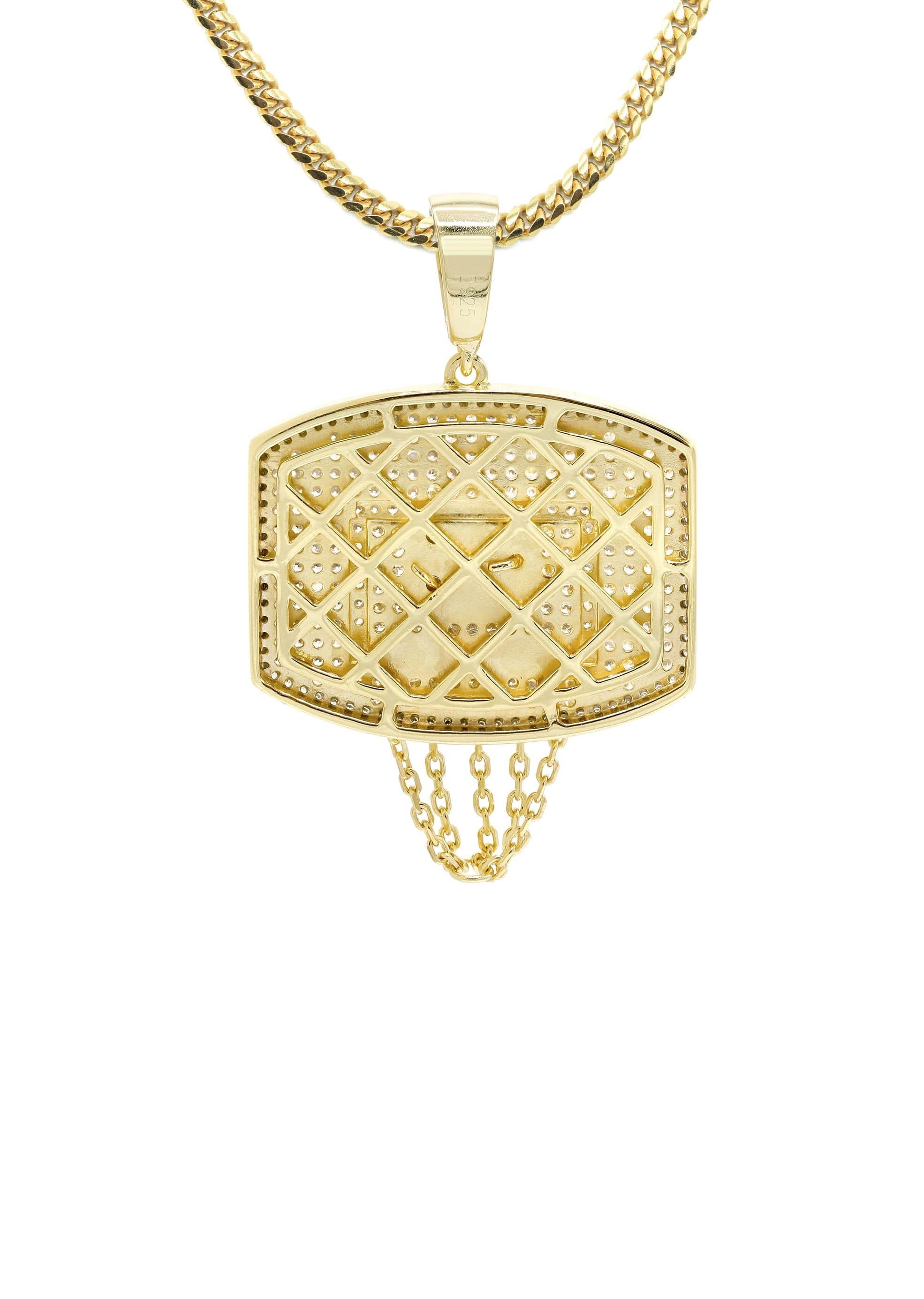 Manufacturer 43 Silver Necklace - Gold Basketball Hoop Necklace | 25.2 Grams