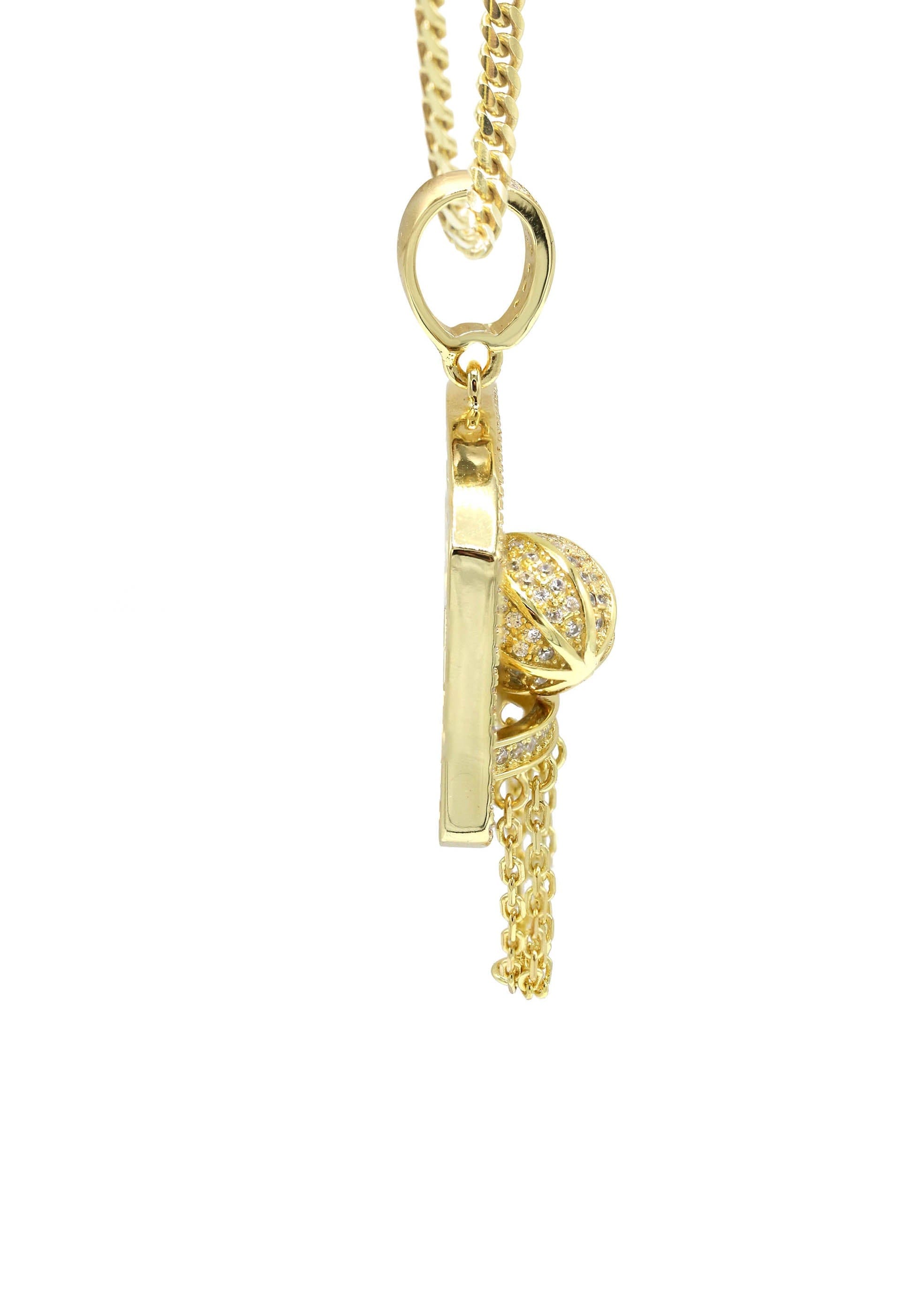 Manufacturer 43 Silver Necklace - Gold Basketball Hoop Necklace | 25.2 Grams