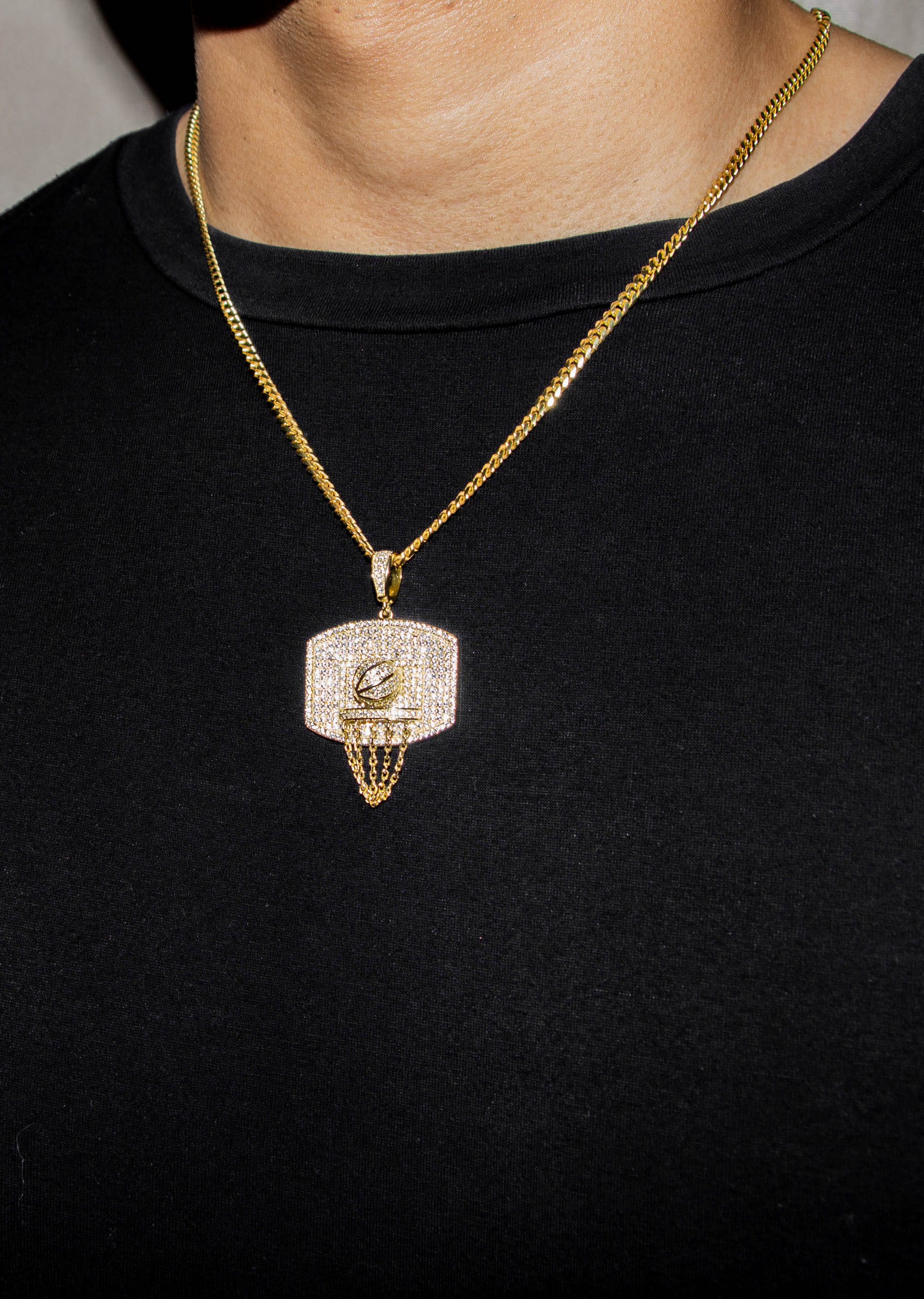 Manufacturer 43 Silver Necklace - Gold Basketball Hoop Necklace | 25.2 Grams
