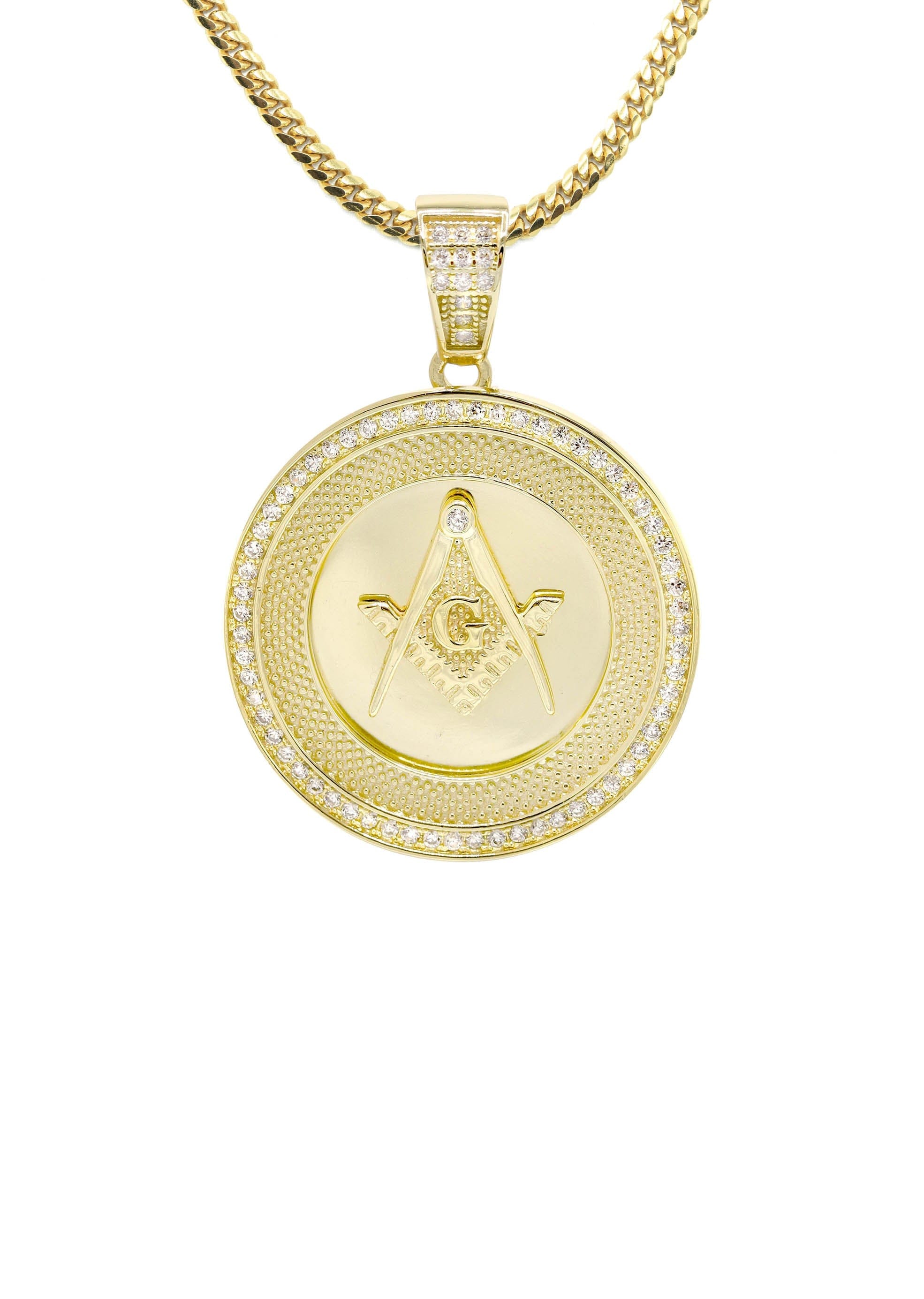 Manufacturer 43 Silver Necklace - Gold Masonic Sign Necklace | 26.4 Grams
