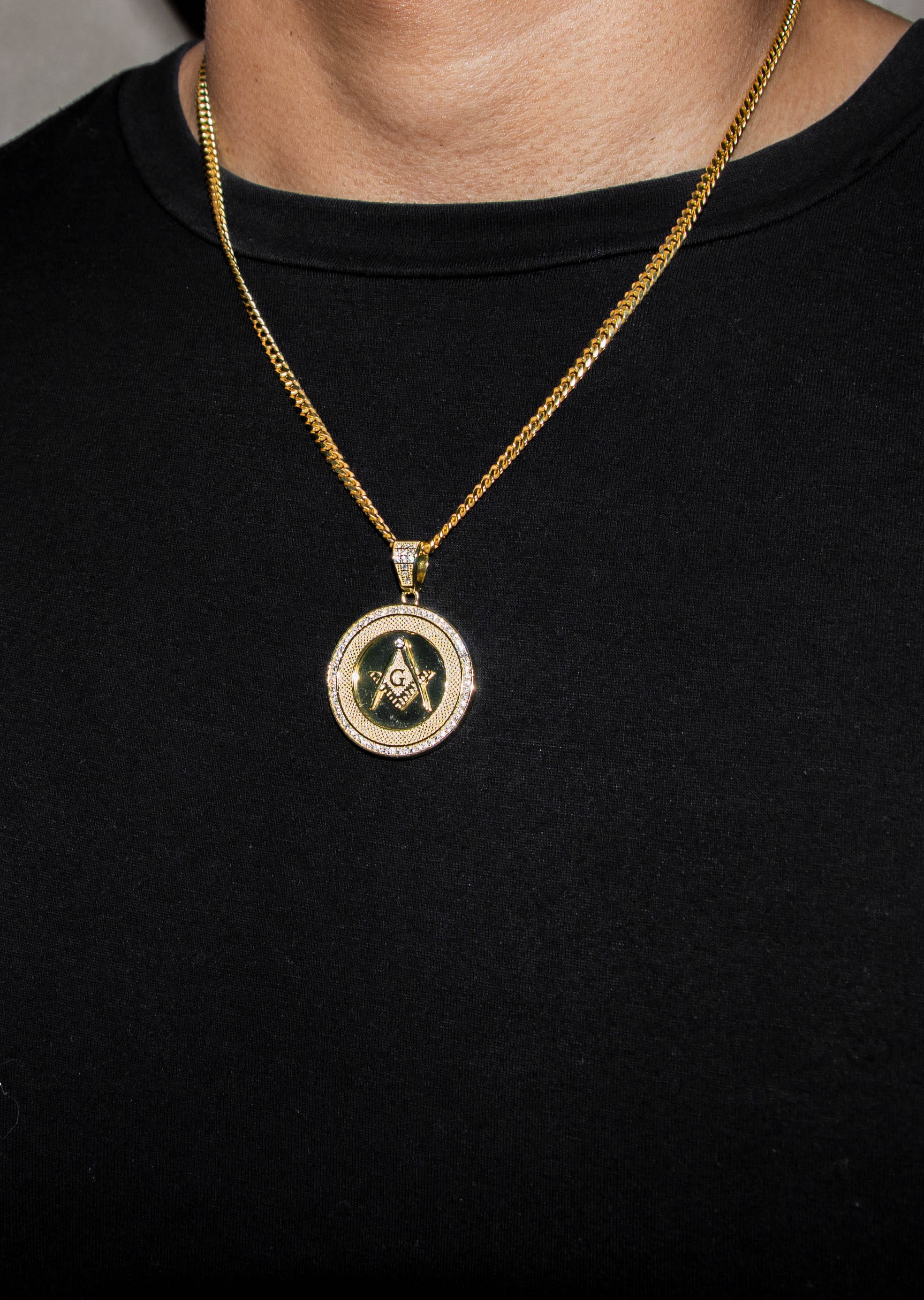 Manufacturer 43 Silver Necklace - Gold Masonic Sign Necklace | 26.4 Grams