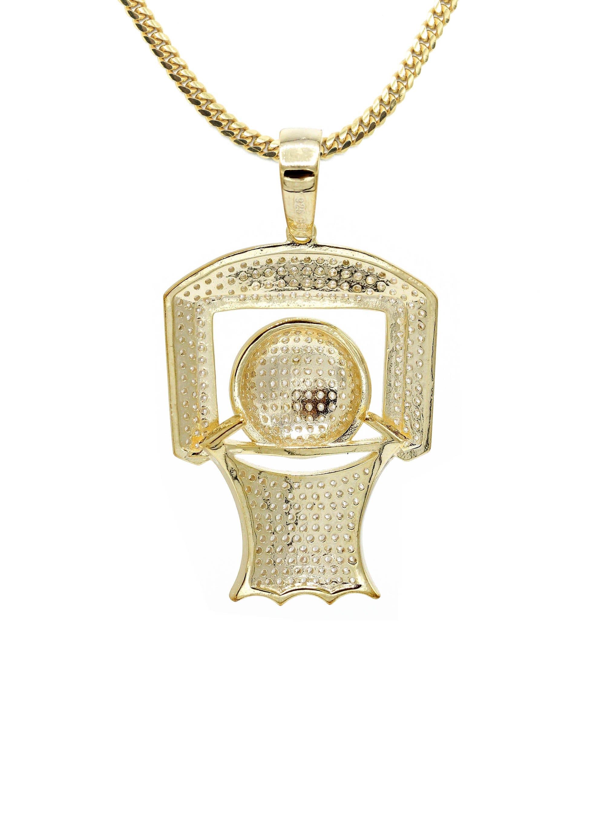 Manufacturer 43 Silver Necklace - Gold Basketball Hoop Necklace | 22.1 Grams