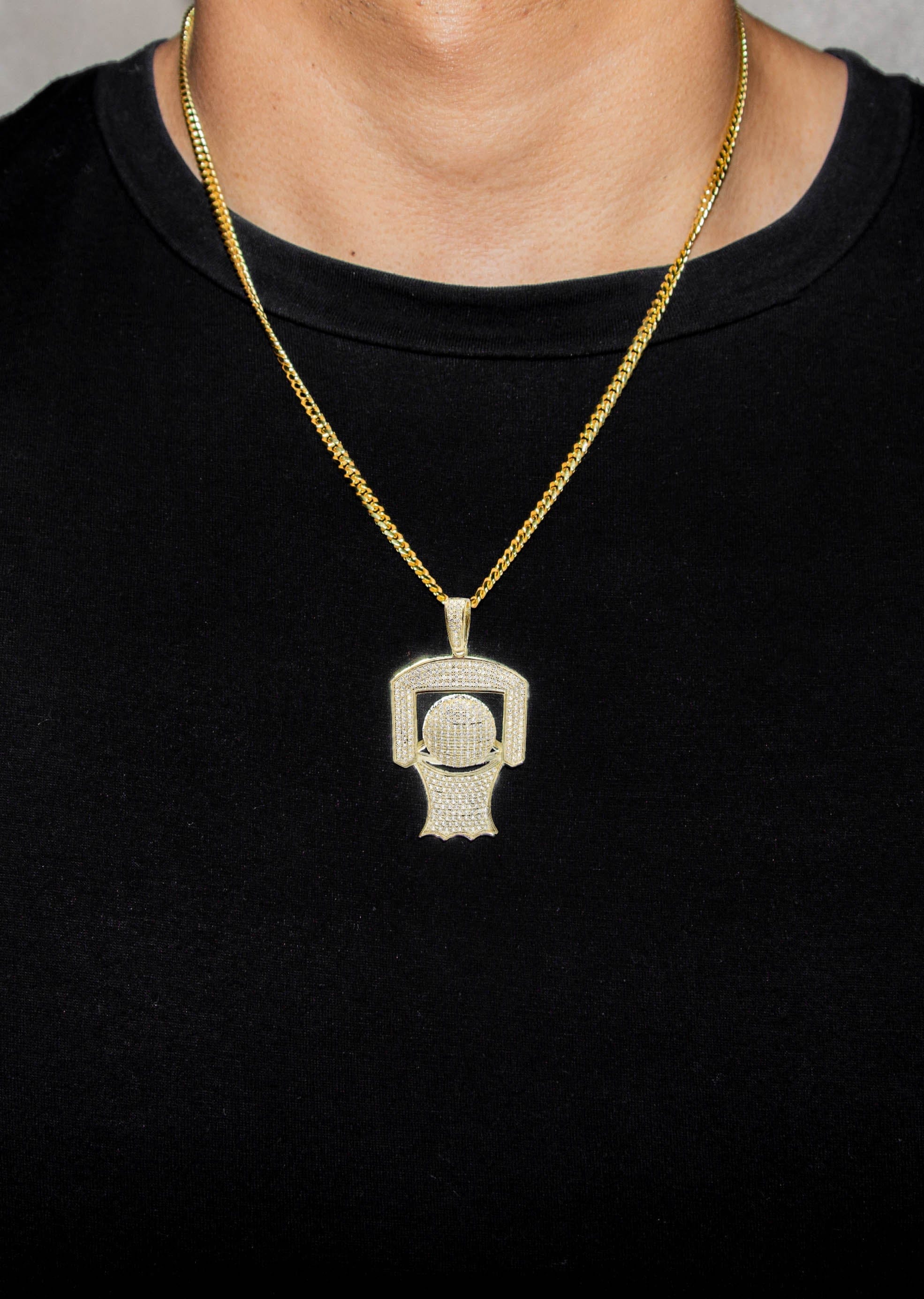 Manufacturer 43 Silver Necklace - Gold Basketball Hoop Necklace | 22.1 Grams