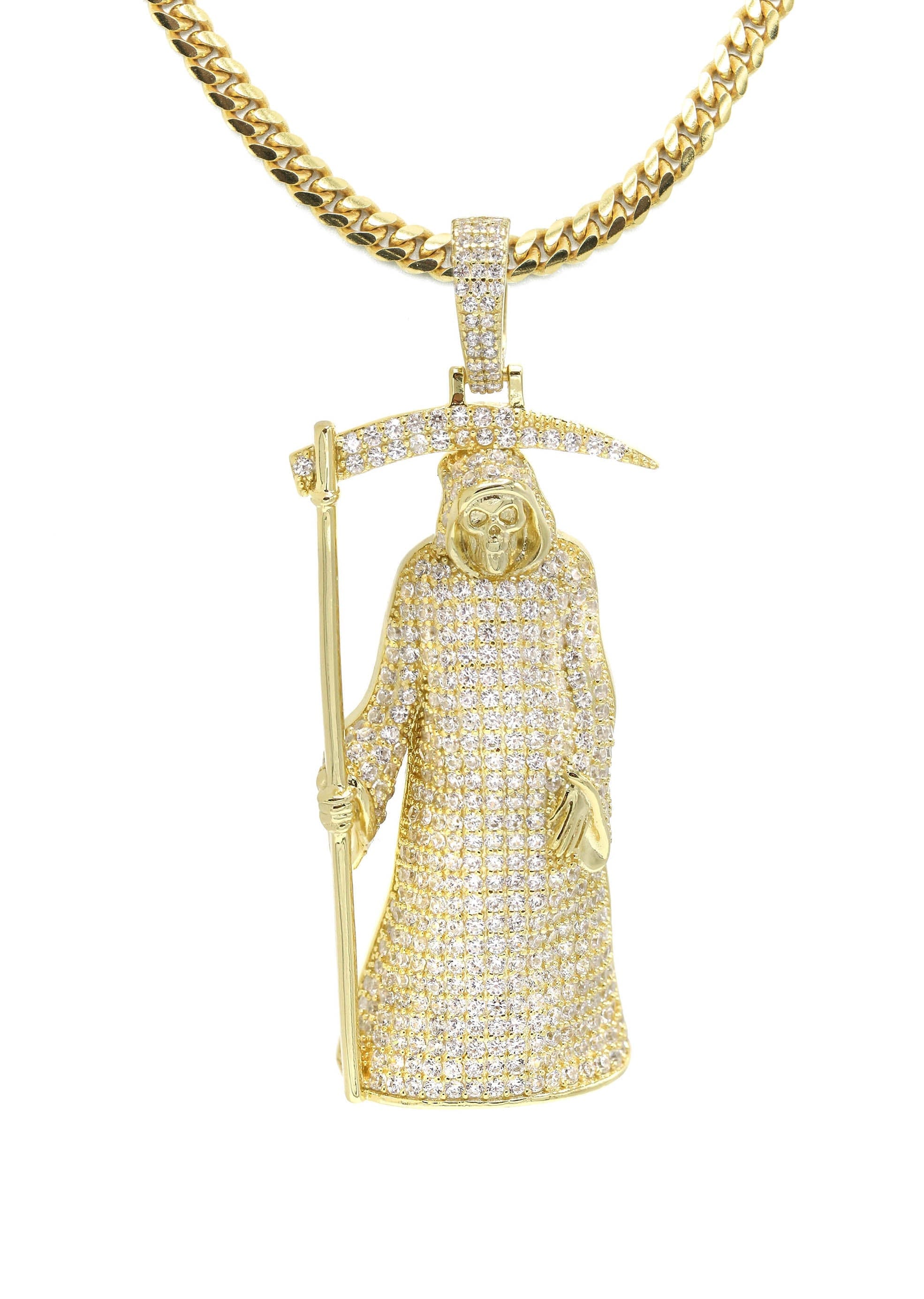 Manufacturer 43 Silver Necklace - Gold Santa Muerte Necklace | 39.2 Grams