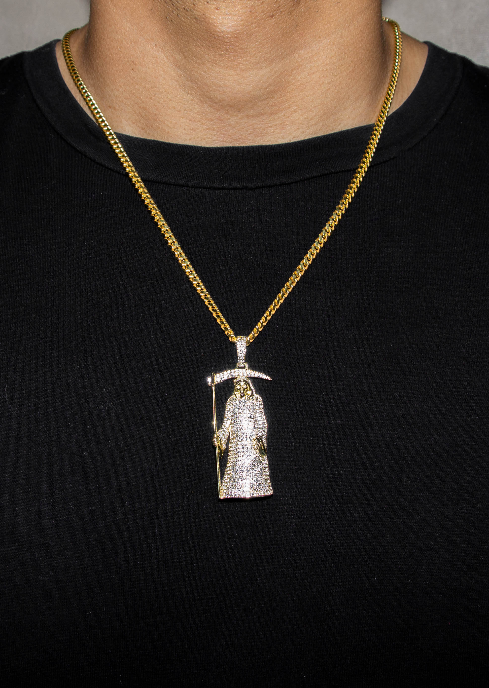 Manufacturer 43 Silver Necklace - Gold Santa Muerte Necklace | 39.2 Grams