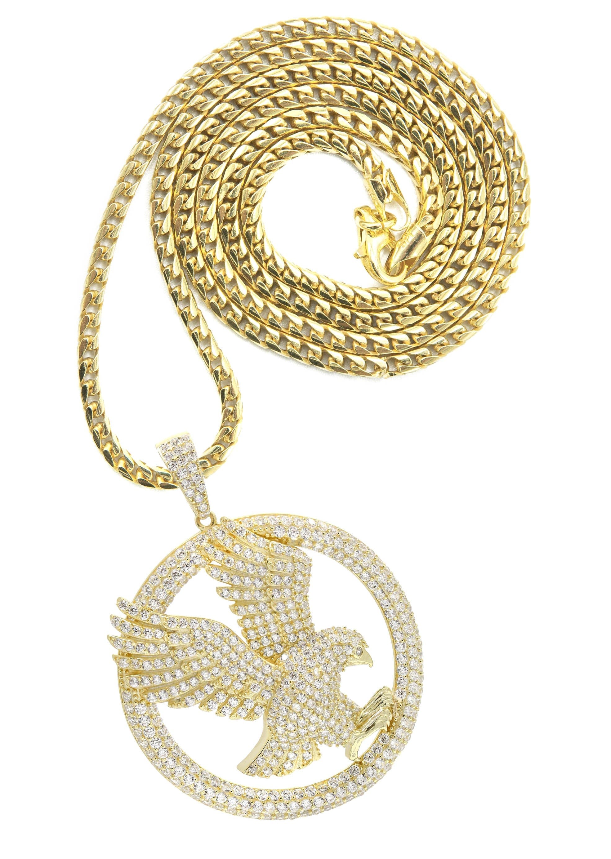 Manufacturer 43 Silver Necklace - Gold Flying Eagle Tag Necklace | 27.8 Grams