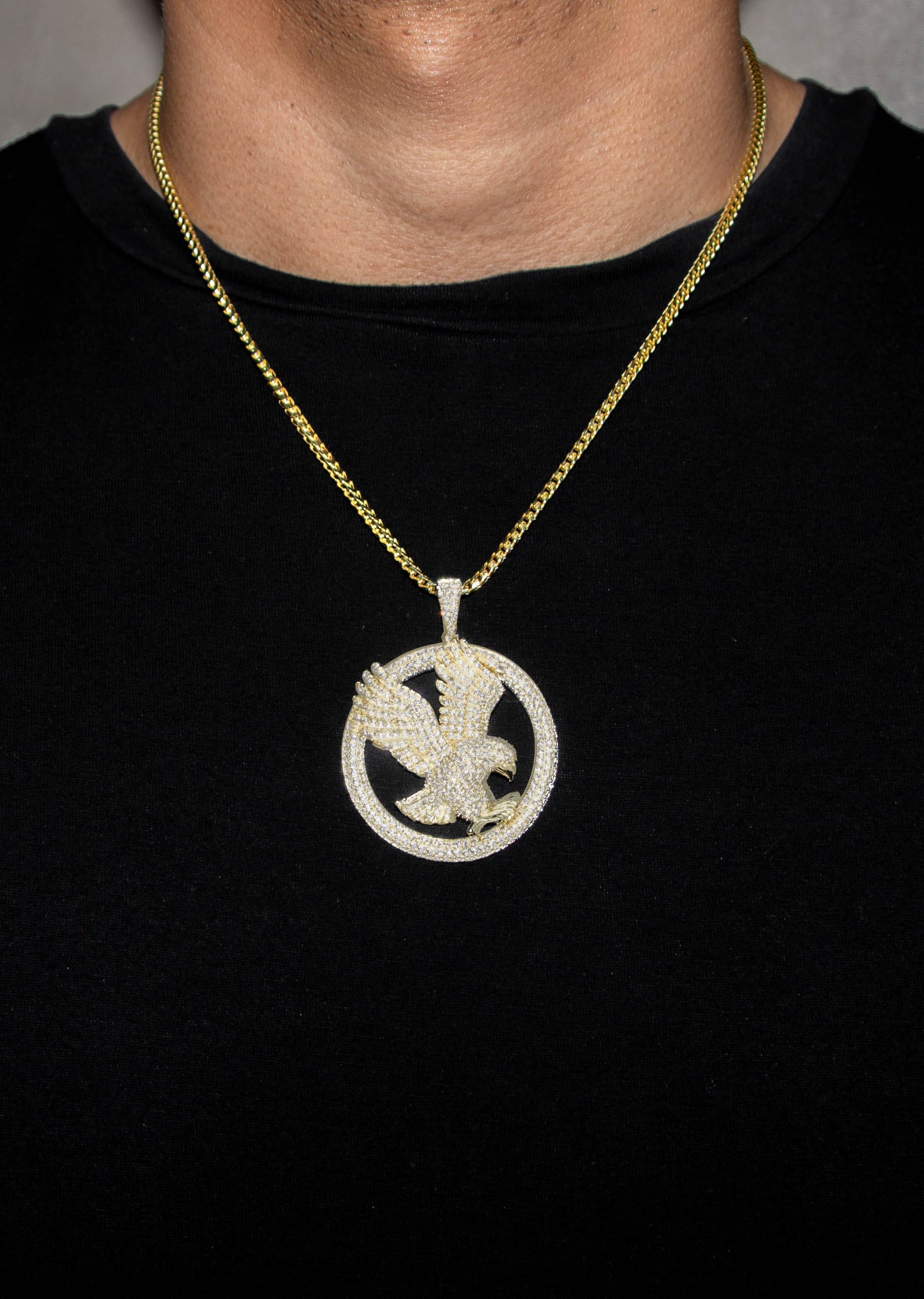 Manufacturer 43 Silver Necklace - Gold Flying Eagle Tag Necklace | 27.8 Grams