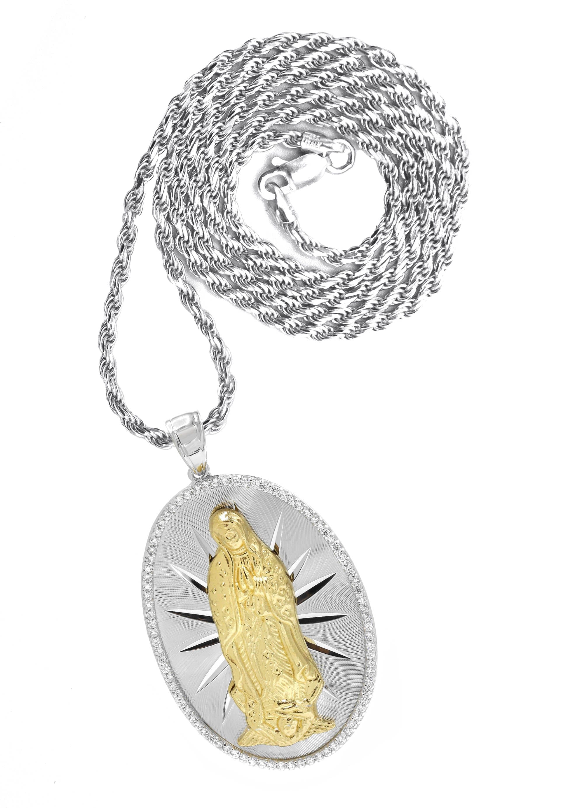 Manufacturer 43 Silver Virgin Mary Necklace | 26 Grams
