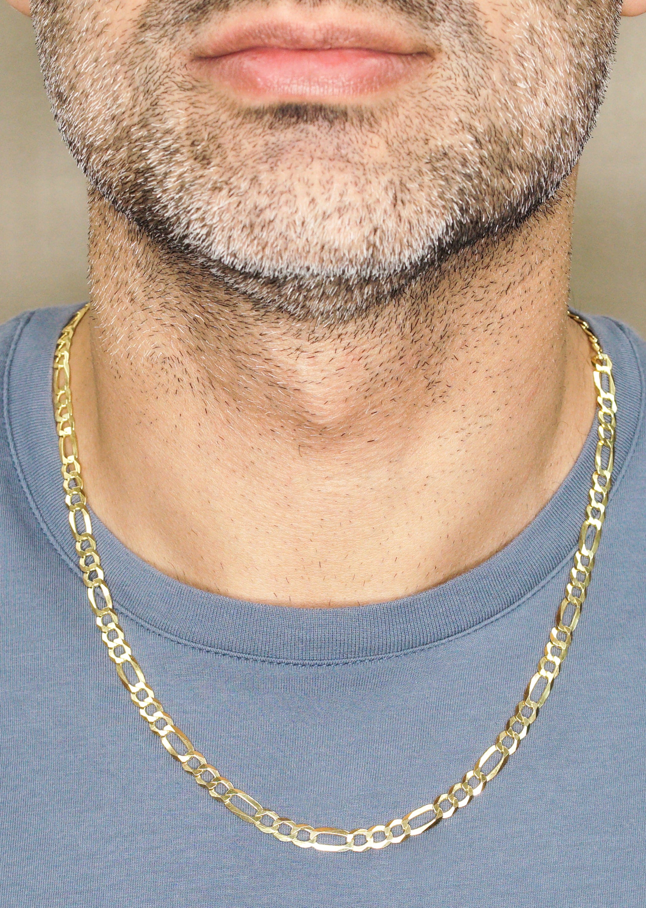 Manufacturer 43 Silver Chain - Mens Gold Chain / Figaro Chain / 5.6 mm