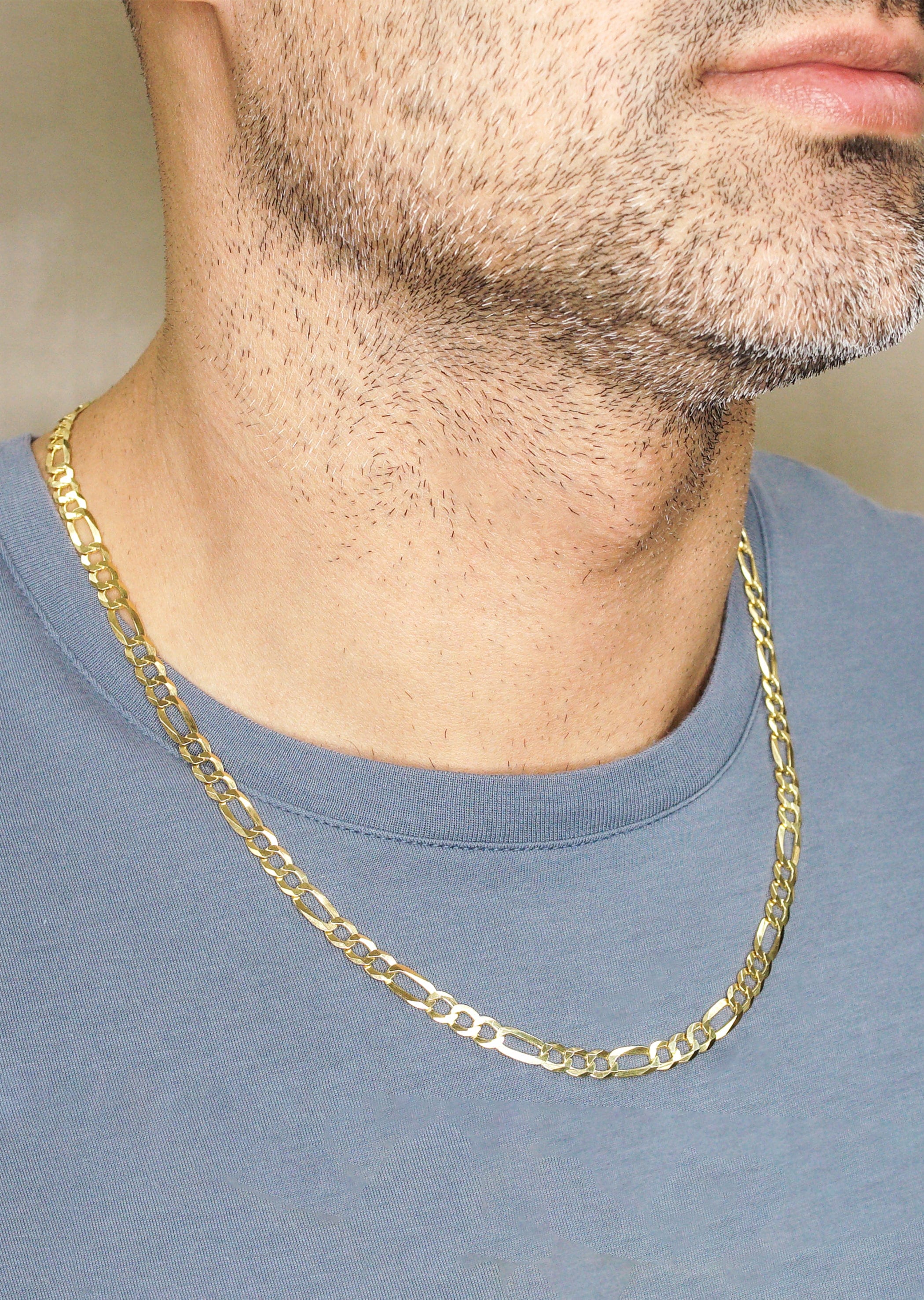 Manufacturer 43 Silver Chain - Mens Gold Chain / Figaro Chain / 5.6 mm