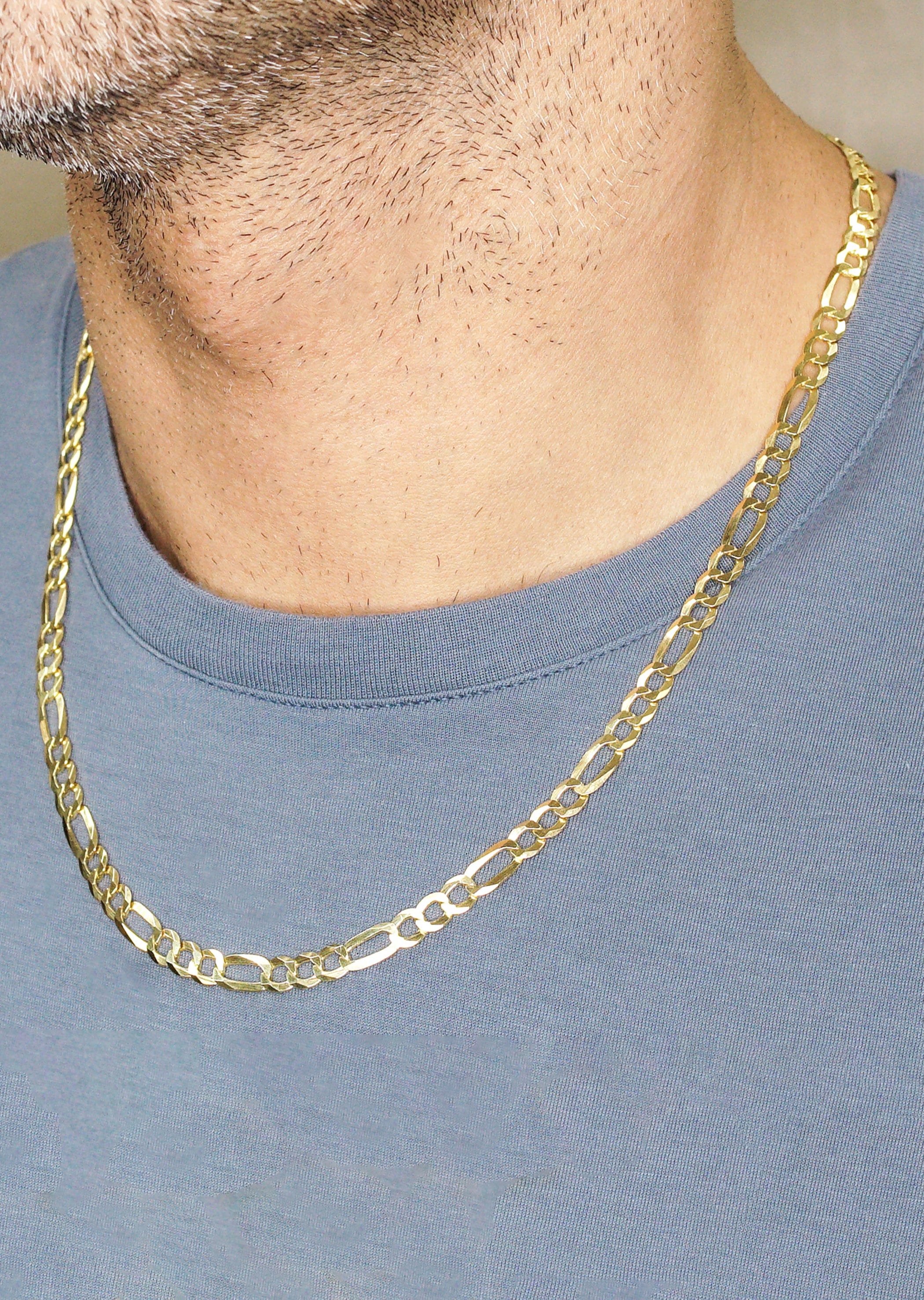 Manufacturer 43 Silver Chain - Mens Gold Chain / Figaro Chain / 5.6 mm