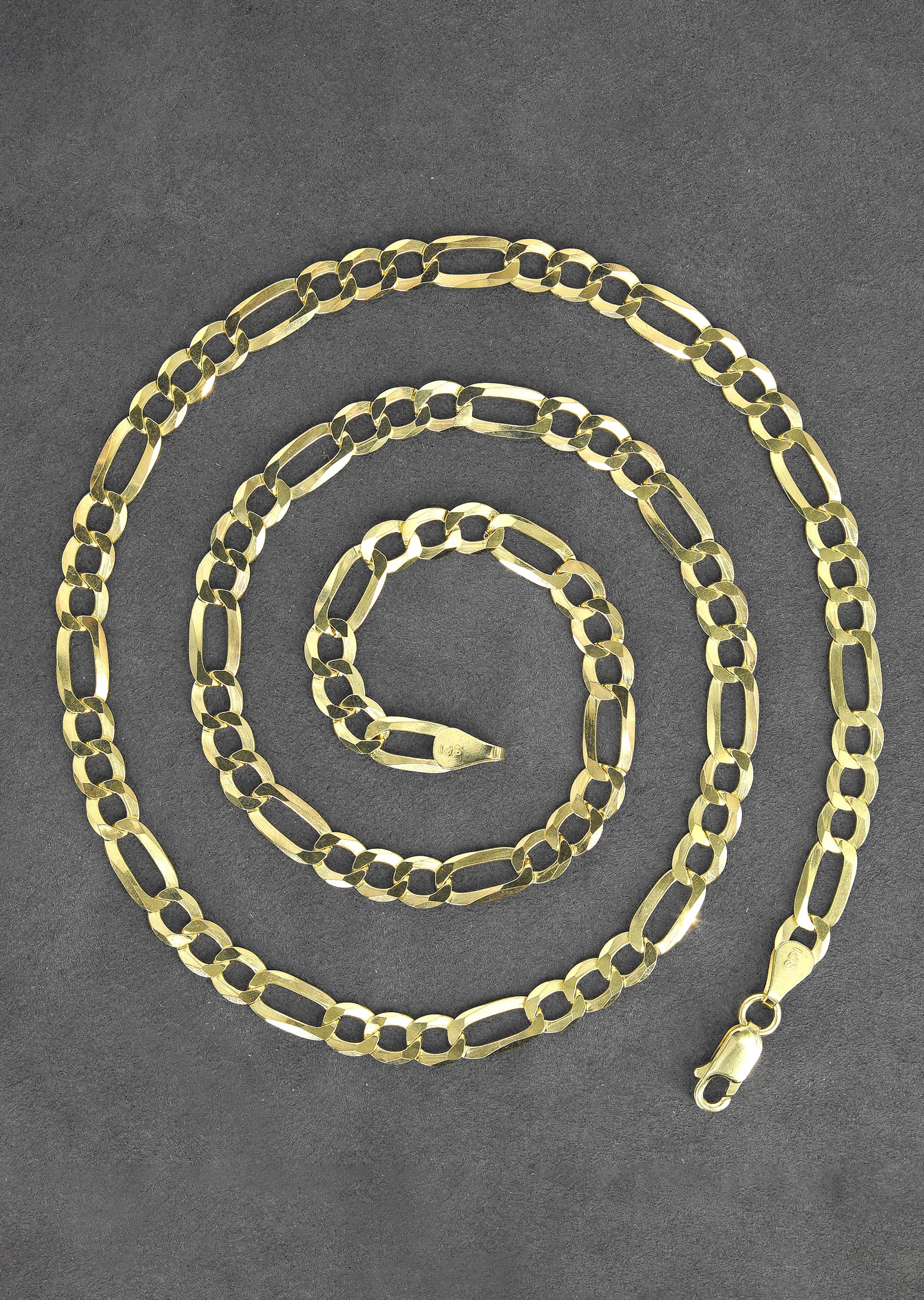 Manufacturer 43 Silver Chain - Mens Gold Chain / Figaro Chain / 5.6 mm