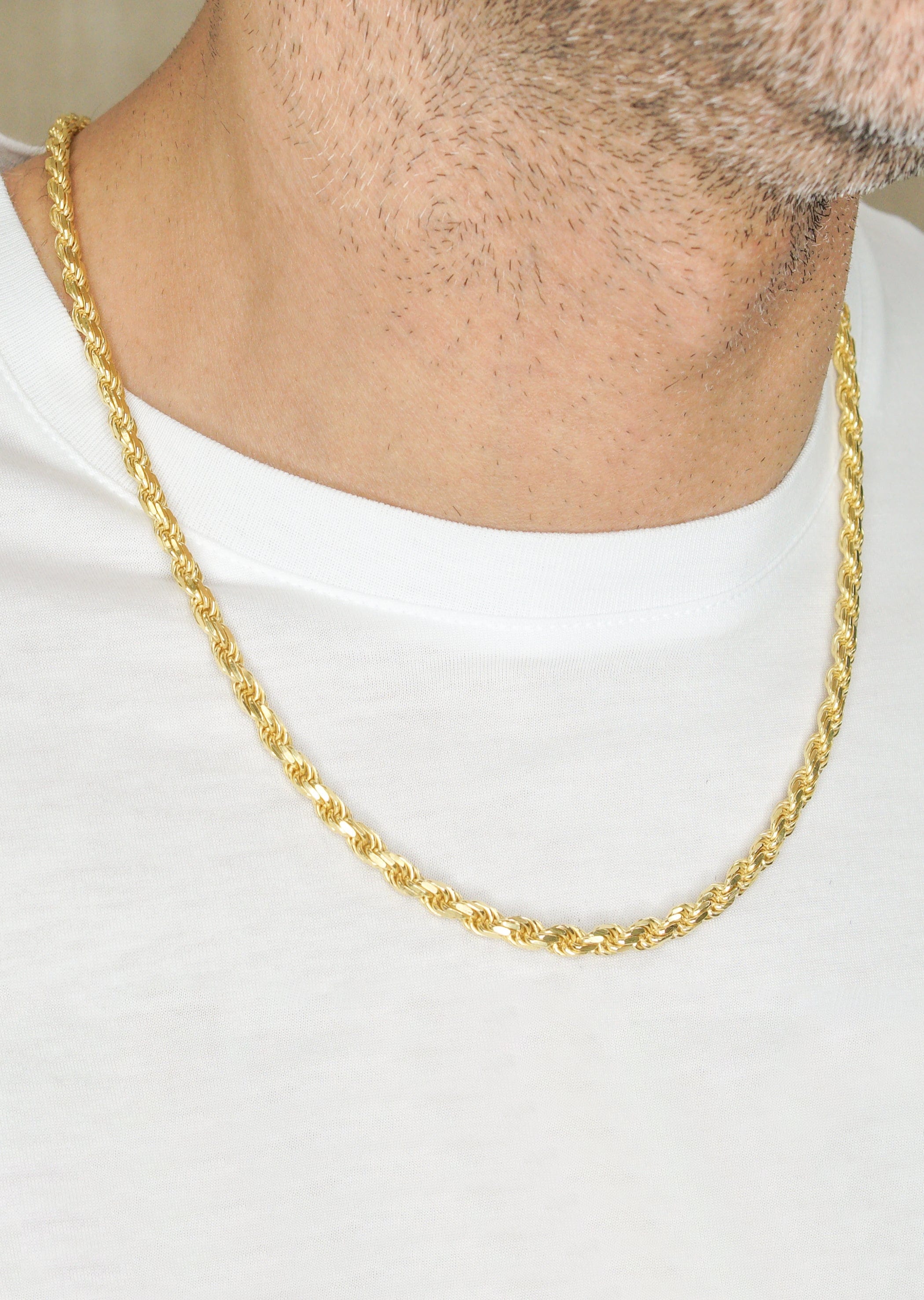 Manufacturer 43 Silver Chain - Mens Gold Chain / Rope Chain / 4.5 mm