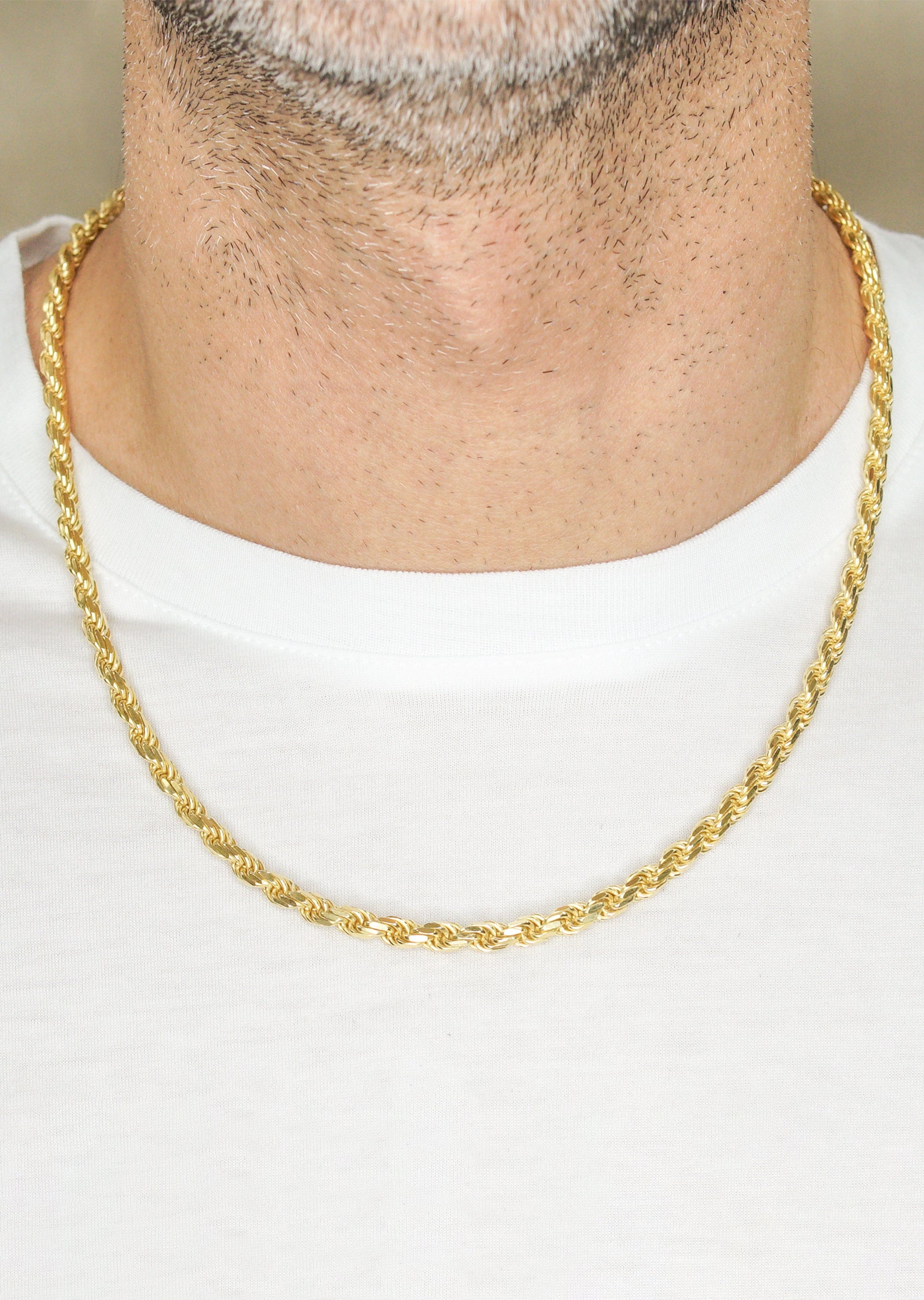 Manufacturer 43 Silver Chain - Mens Gold Chain / Rope Chain / 4.5 mm