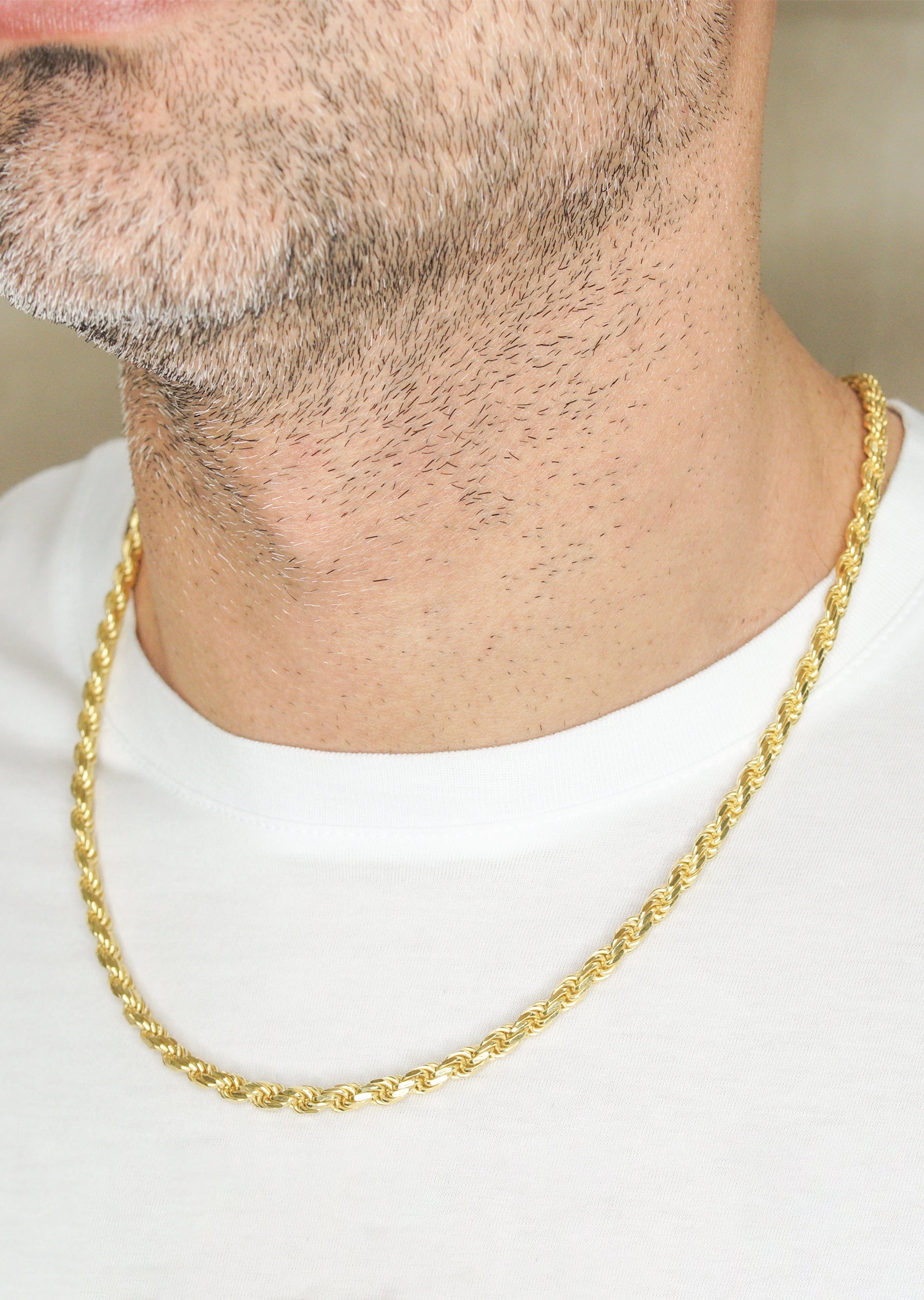 Manufacturer 43 Silver Chain - Mens Gold Chain / Rope Chain / 4.5 mm