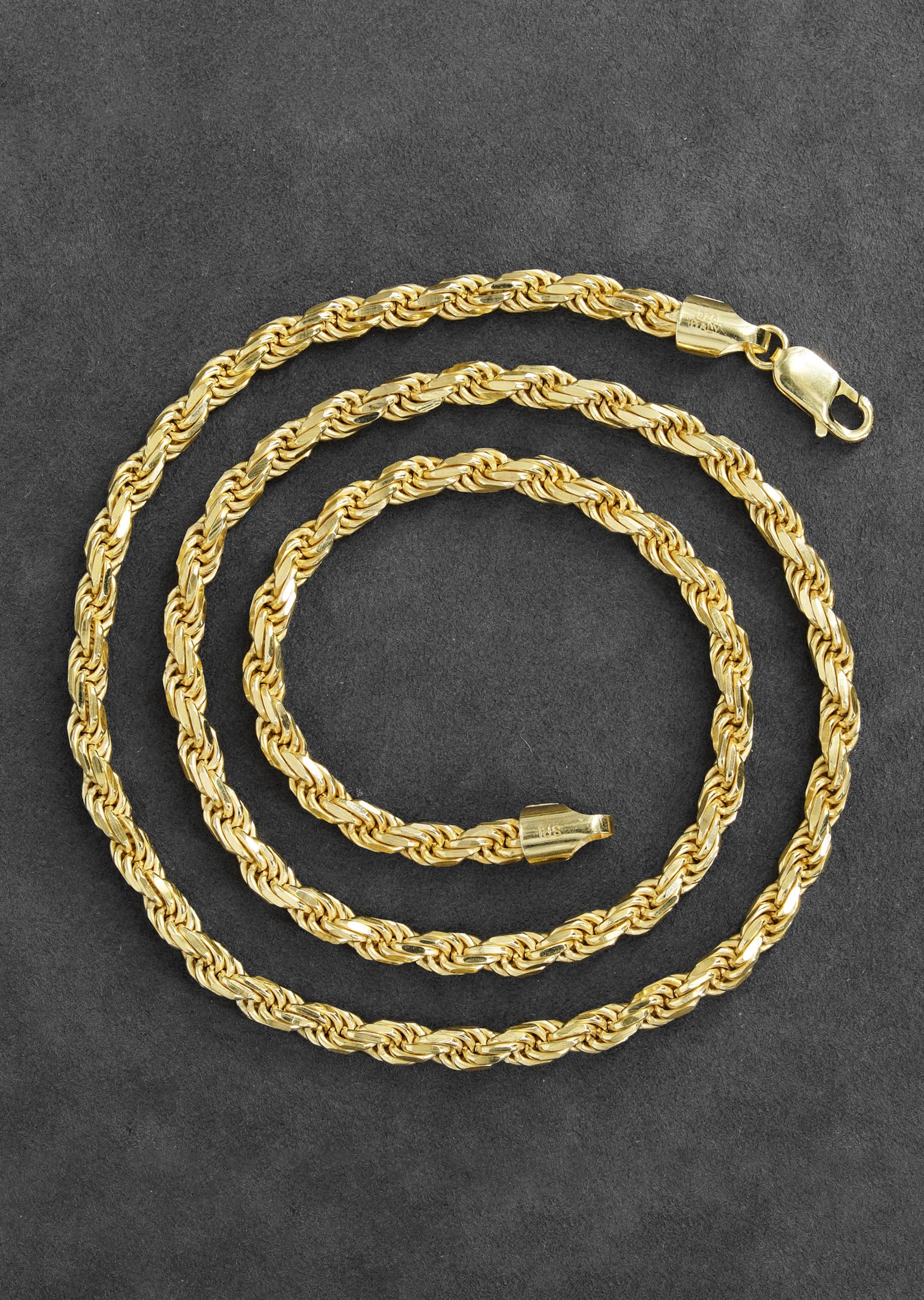 Manufacturer 43 Silver Chain - Mens Gold Chain / Rope Chain / 4.5 mm