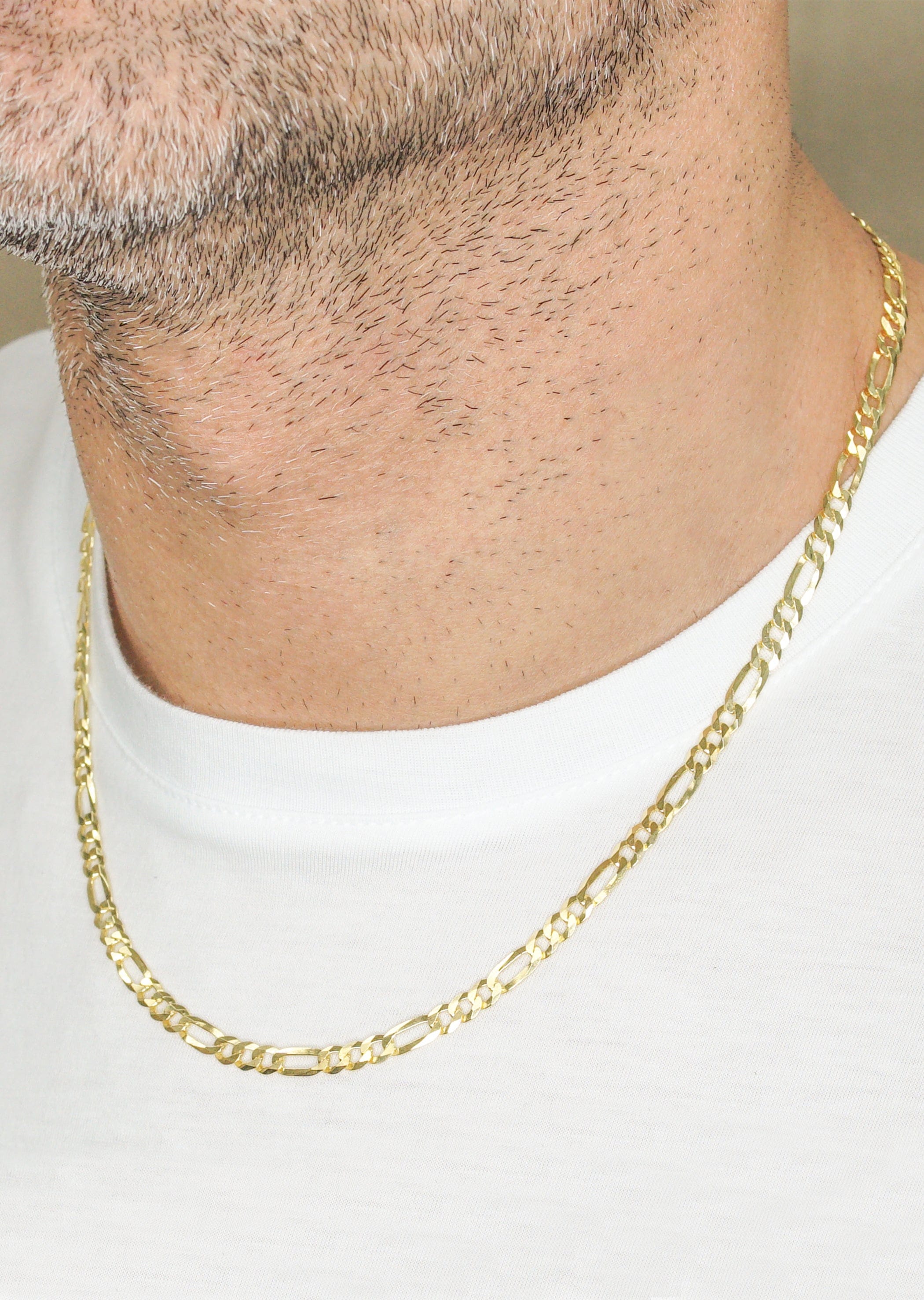 Manufacturer 43 Silver Chain - Mens Gold Chain / Figaro Chain / 5 mm