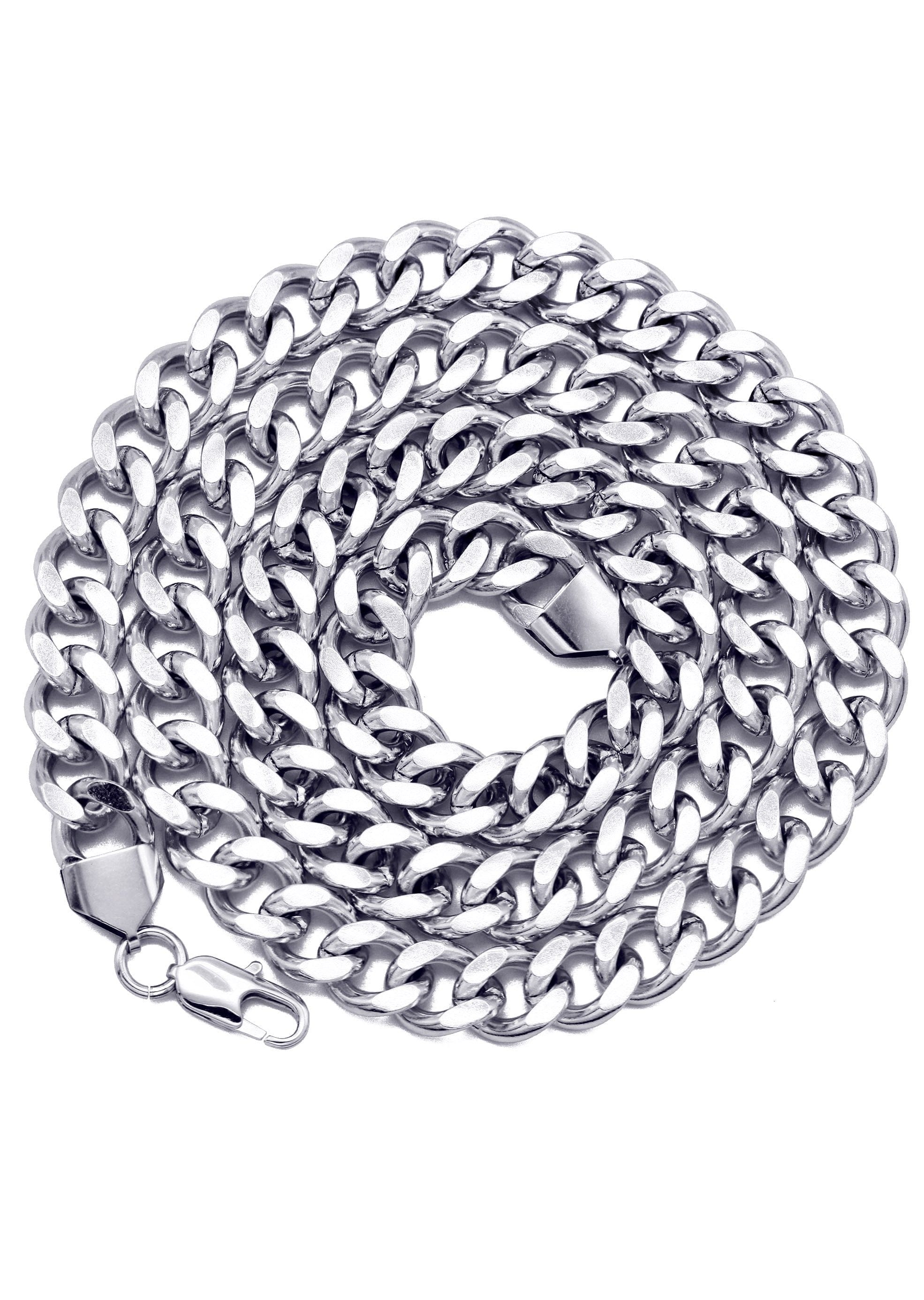 Manufacturer 30 White Gold Plated Mens Cuban Curb Chain