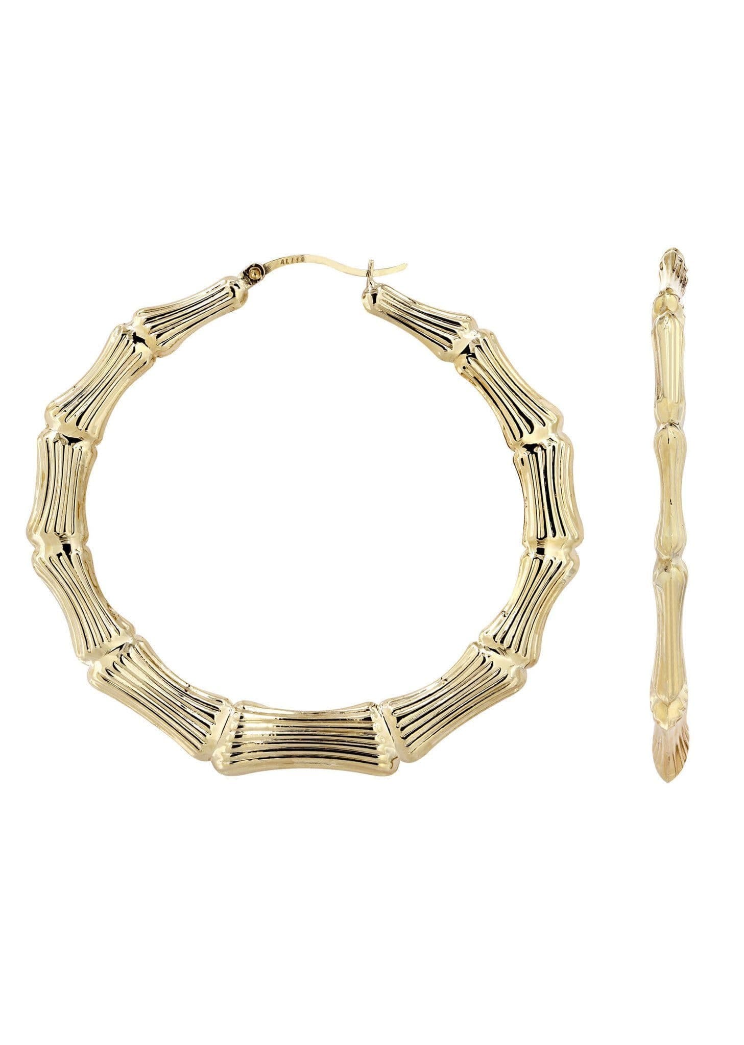 Manufacturer 1 10K Gold Bamboo Hoop Earrings | Customizable Size