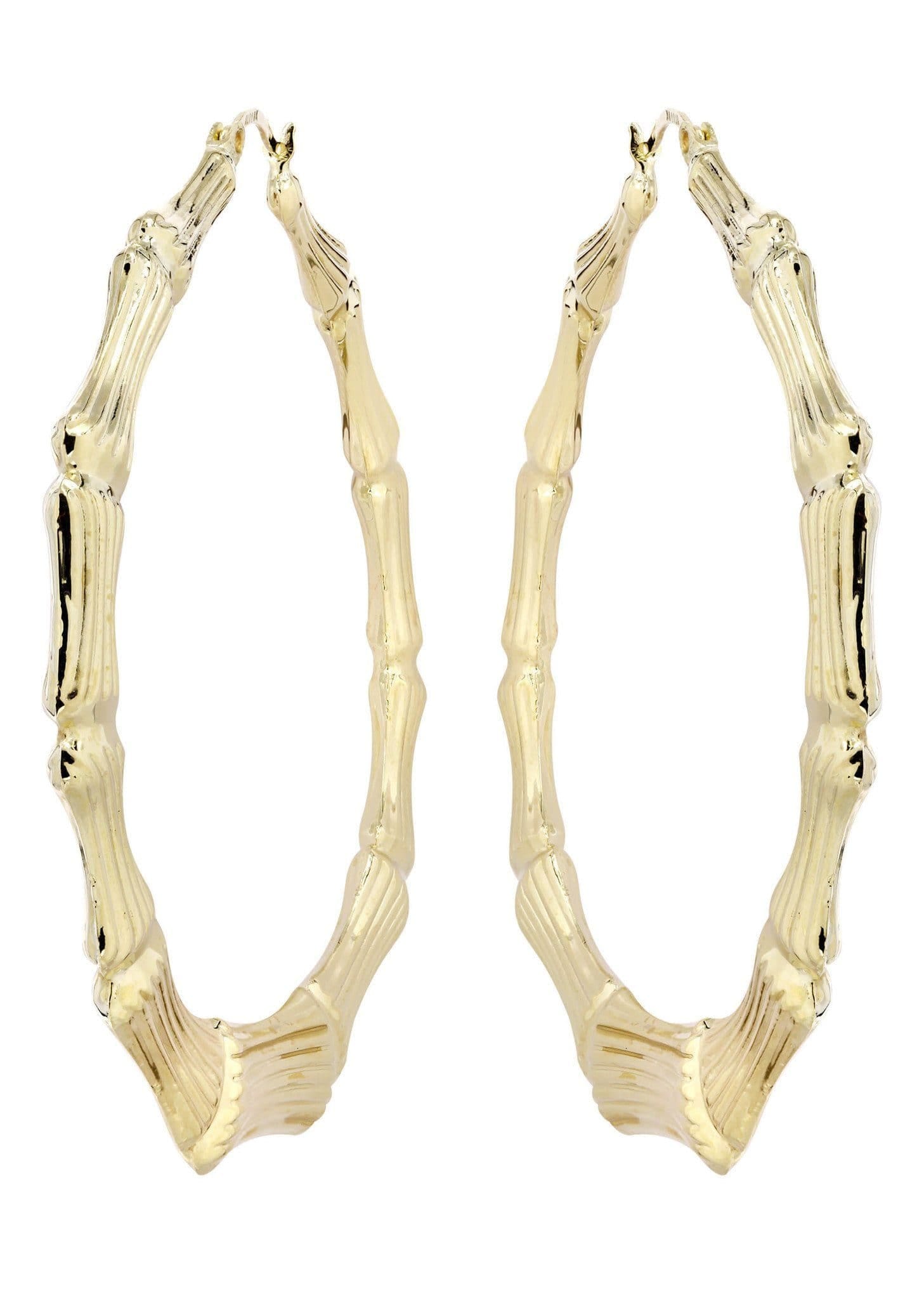Manufacturer 1 10K Gold Bamboo Hoop Earrings | Customizable Size