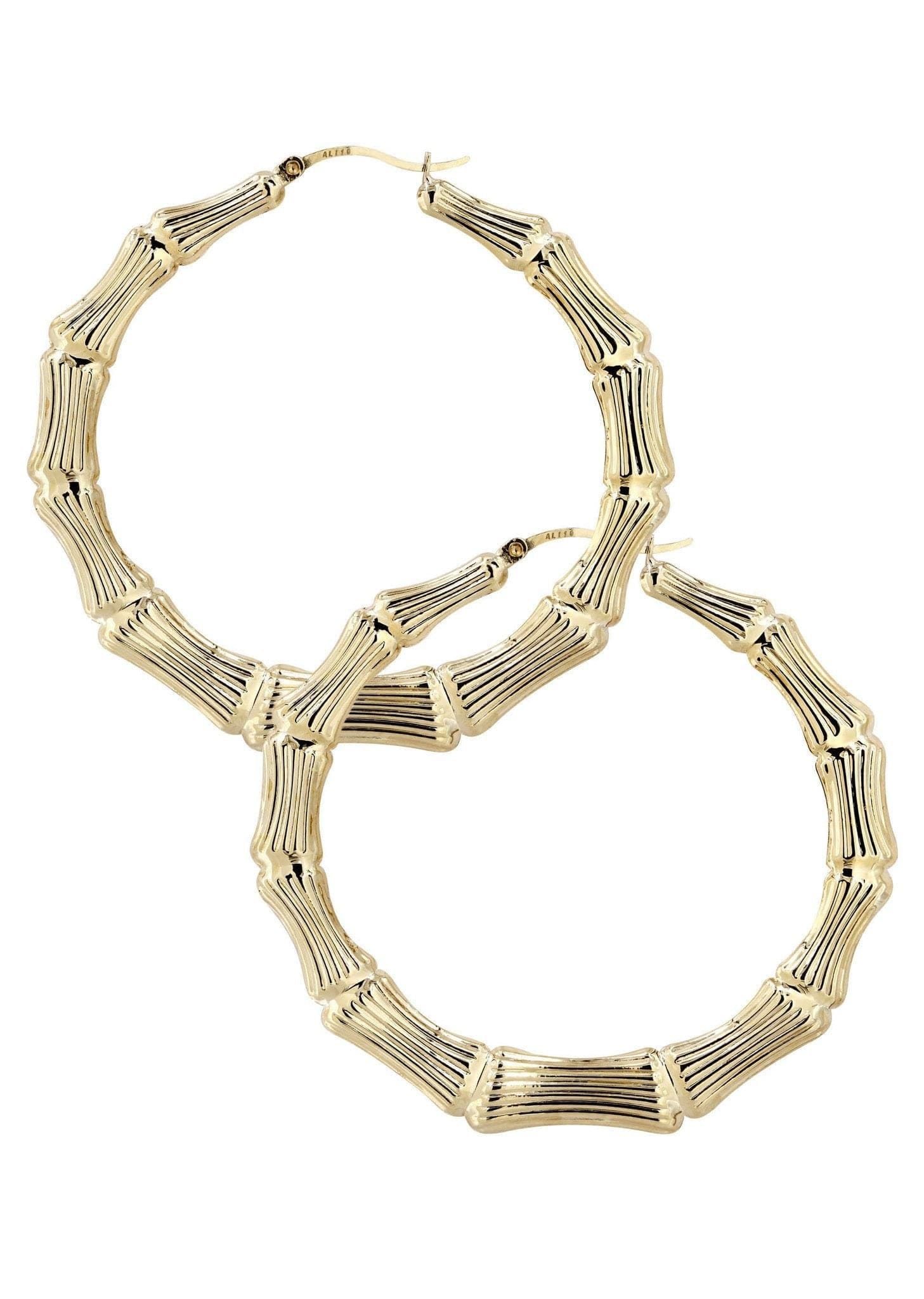 Manufacturer 1 10K Gold Bamboo Hoop Earrings | Customizable Size