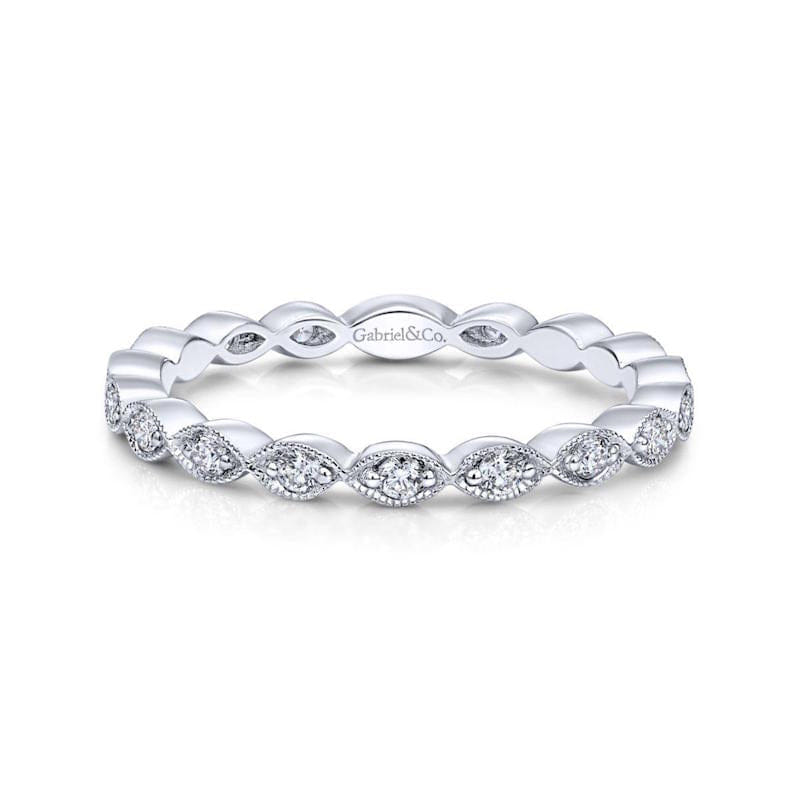 Gabriel & Co. Fashion Gabriel & Co 14k White Gold Marquise Shape Stackable Diamond Ring - LR4794W45JJ