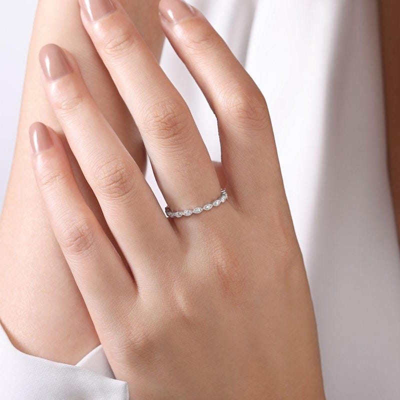 Gabriel & Co. Fashion Gabriel & Co 14k White Gold Marquise Shape Stackable Diamond Ring - LR4794W45JJ