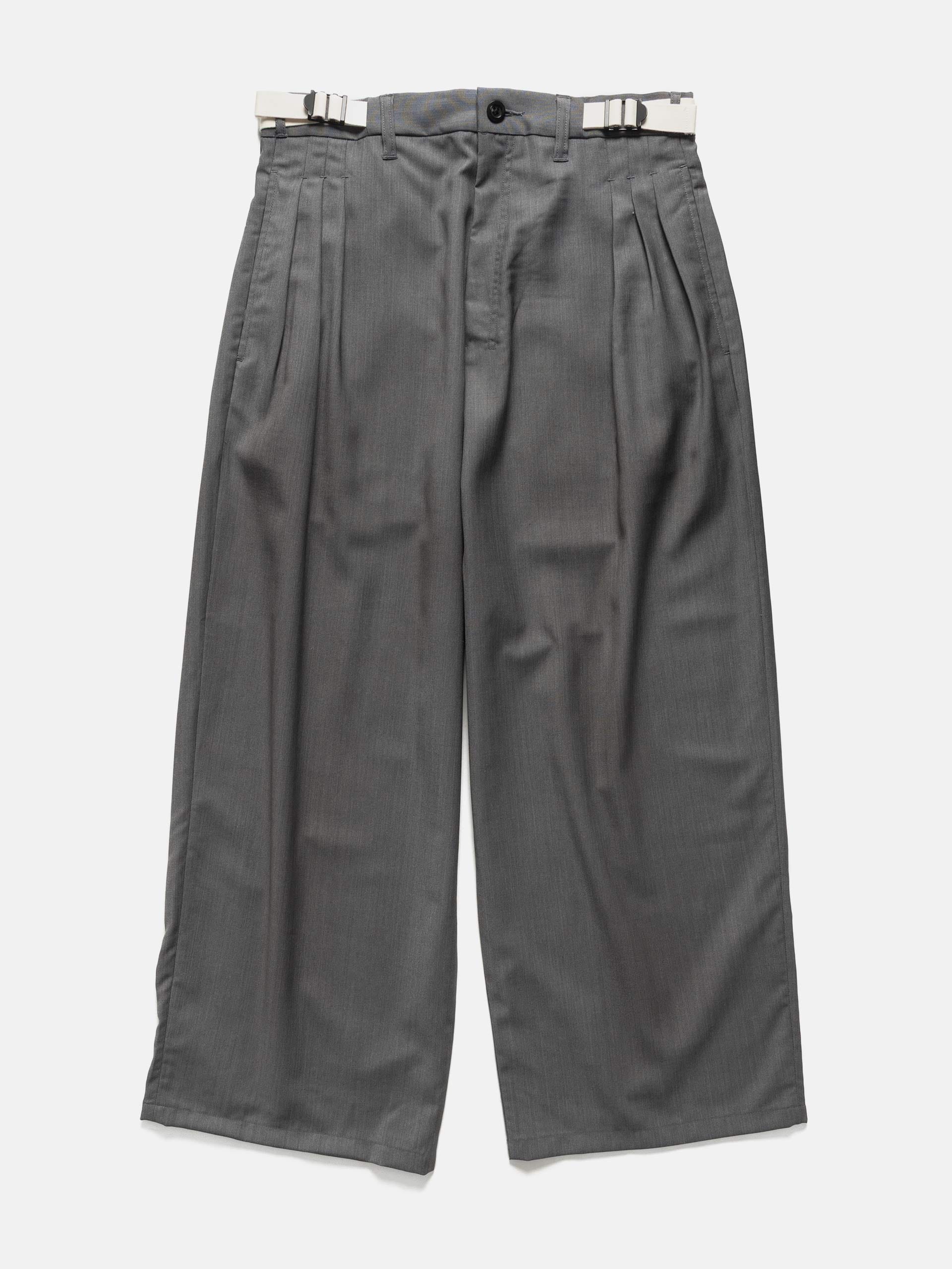 Ancellm Belted Wool Slacks Gray