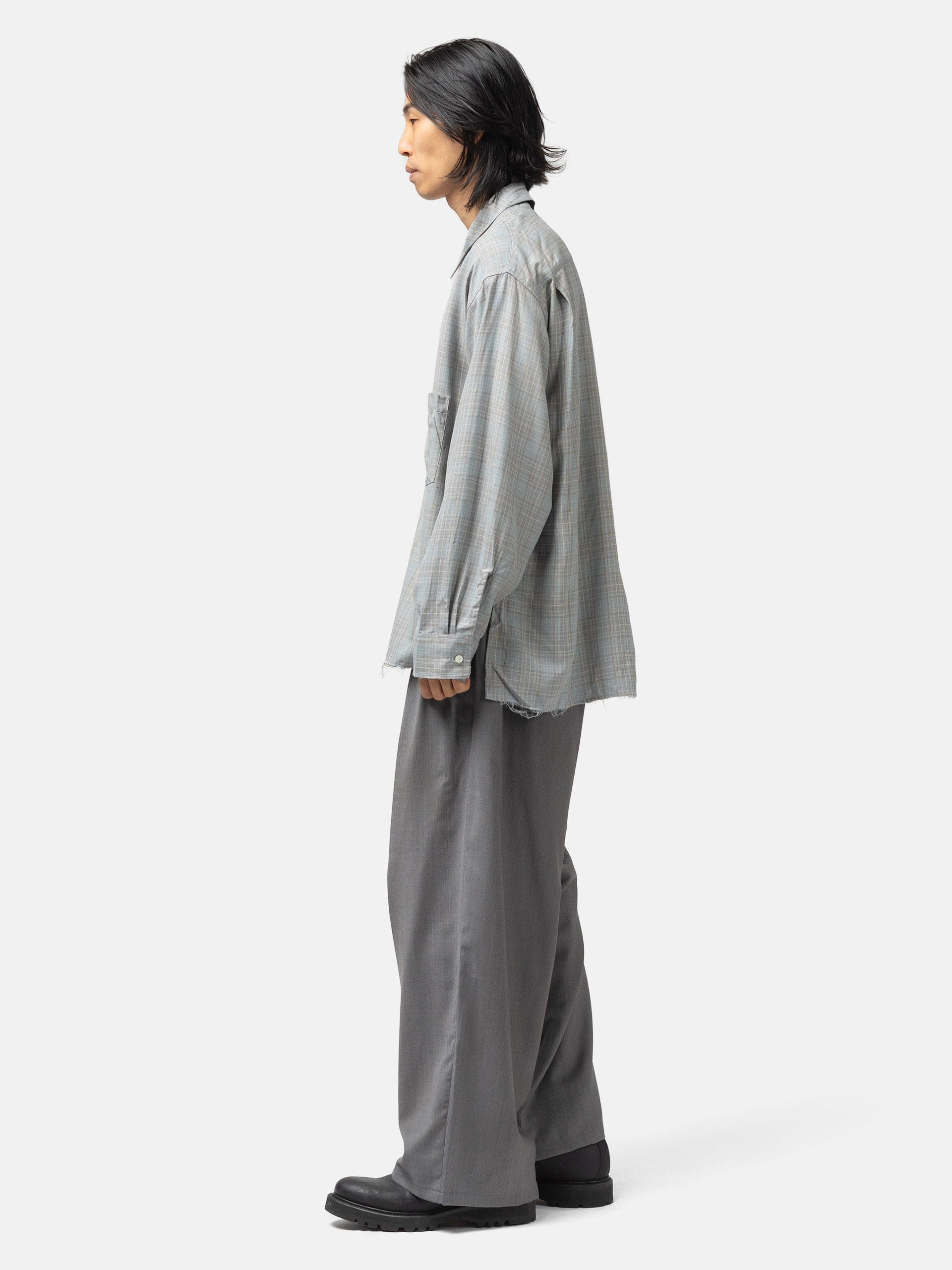 Ancellm Belted Wool Slacks Gray