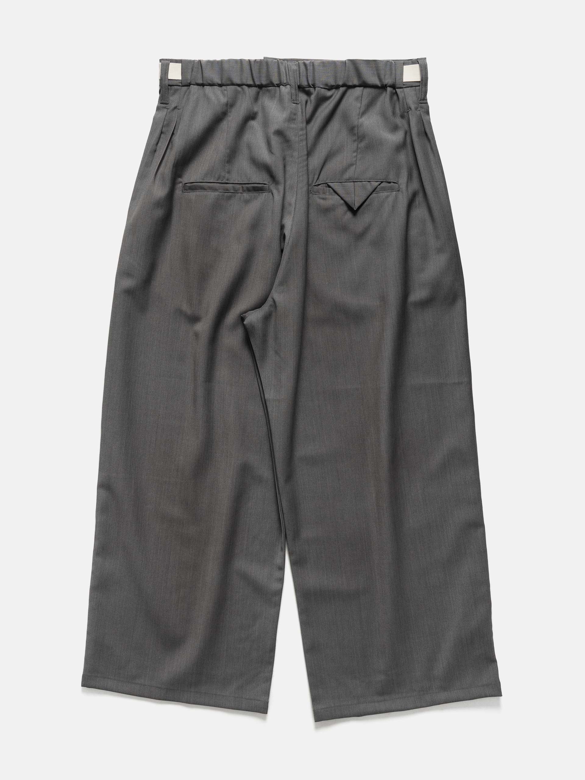 Ancellm Belted Wool Slacks Gray