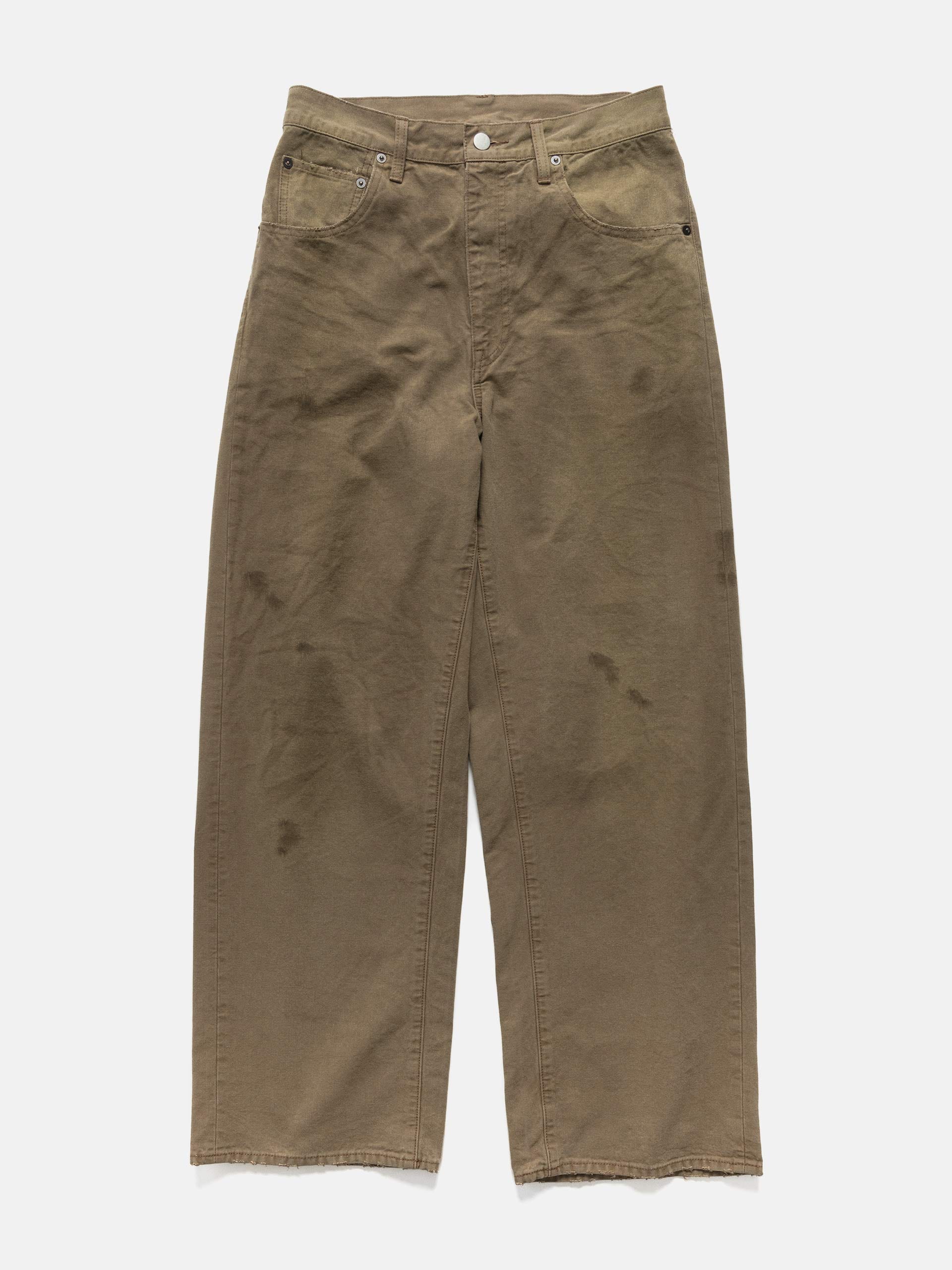 Ssstein Sulfur Dyed Oxford Vintage Wide Pants Khaki Brown