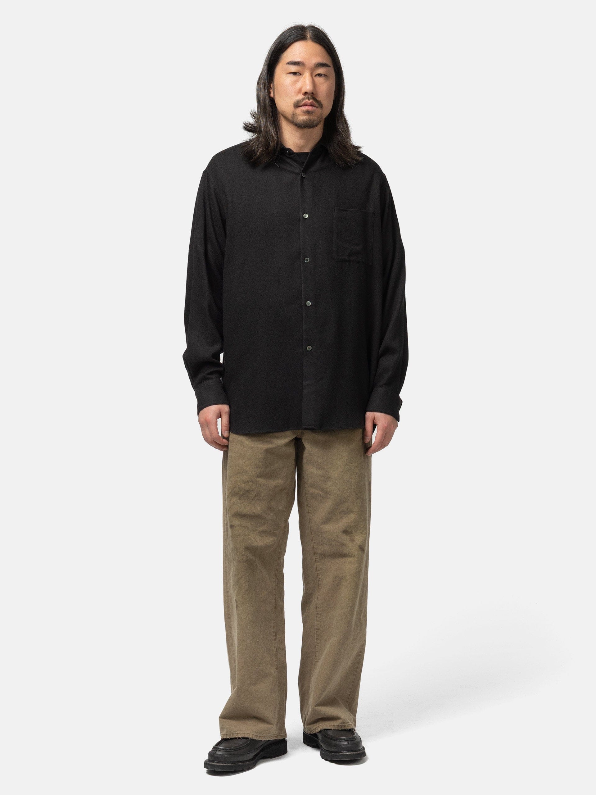 Ssstein Sulfur Dyed Oxford Vintage Wide Pants Khaki Brown