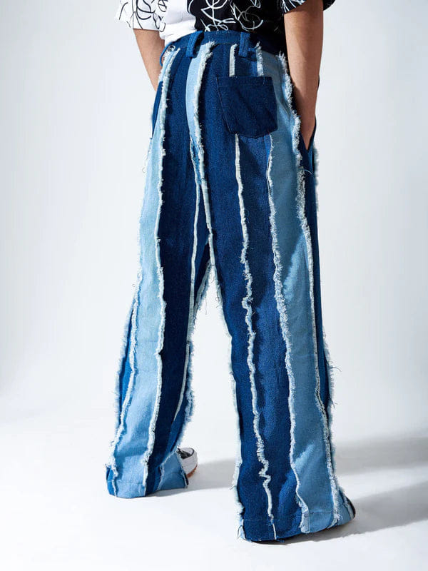 Rising Among Stripe Denim Pant - Blue