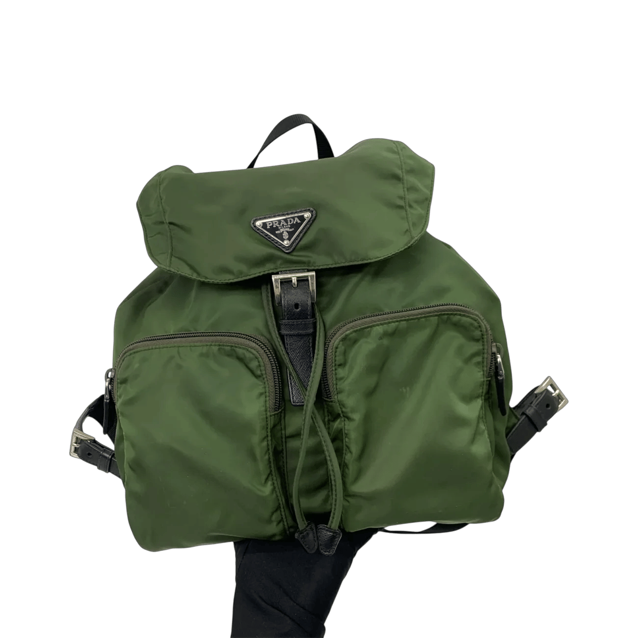 True To Sole Prada Green Nylon Backpack Drawstring