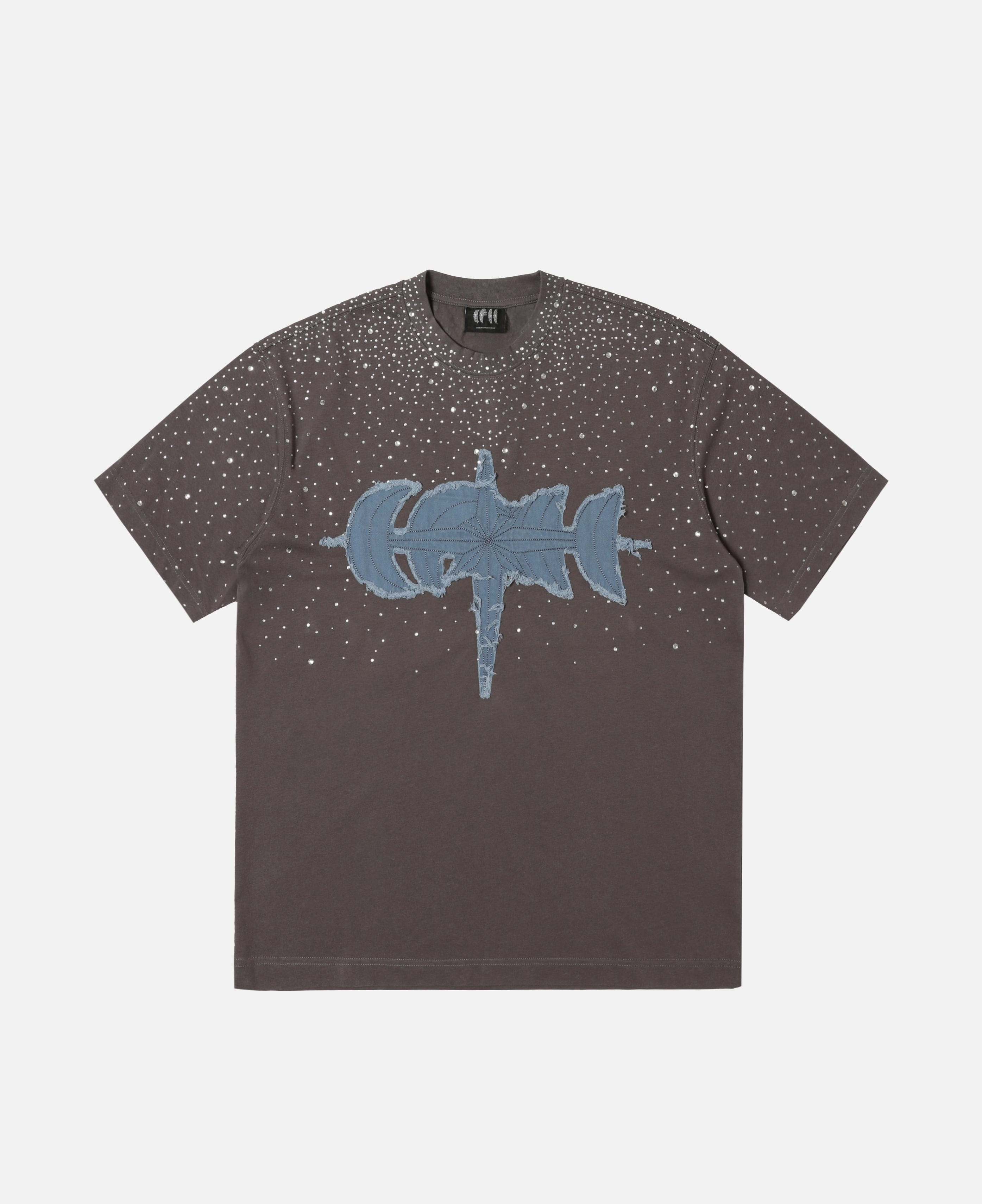 Theboyhasnopatience Luminous Dawn Rhinestone T - Shirt (Grey)