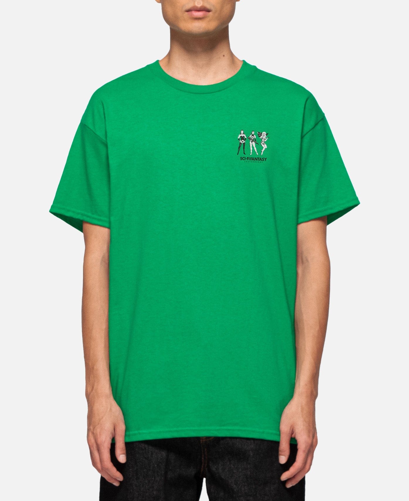 Sci-Fi Fantasy Macho Girls T - Shirt (Green)