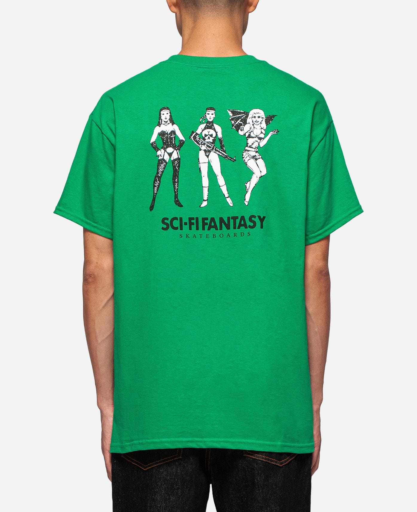 Sci-Fi Fantasy Macho Girls T - Shirt (Green)