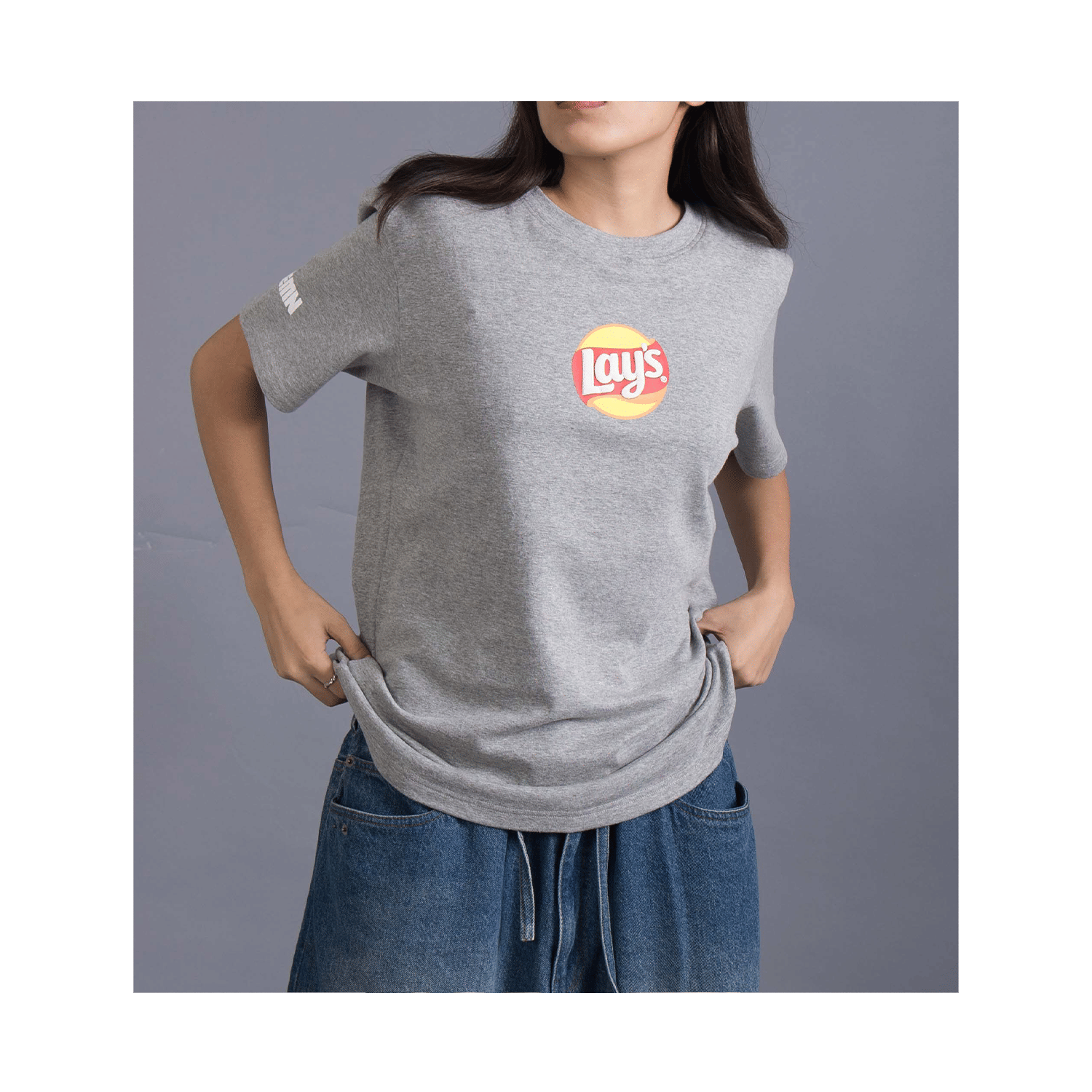 Monogram Lay's x HUEMN Monogram Fitted T - shirt (Melange Grey)