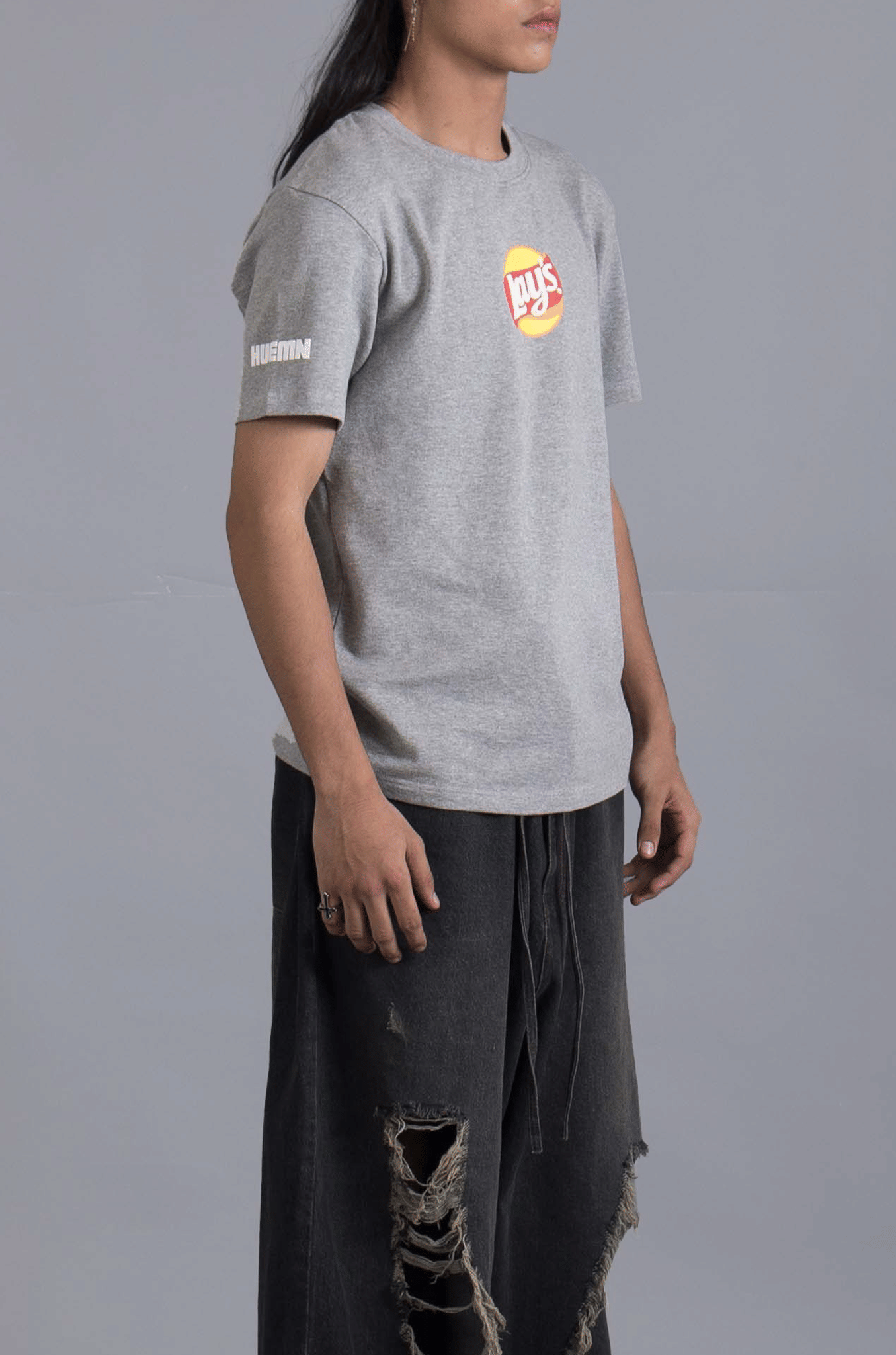 Monogram Lay's x HUEMN Monogram Fitted T - shirt (Melange Grey)