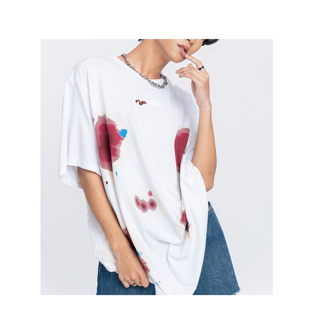 SVM & OC Huemn Blood Washed T - Shirt (White)