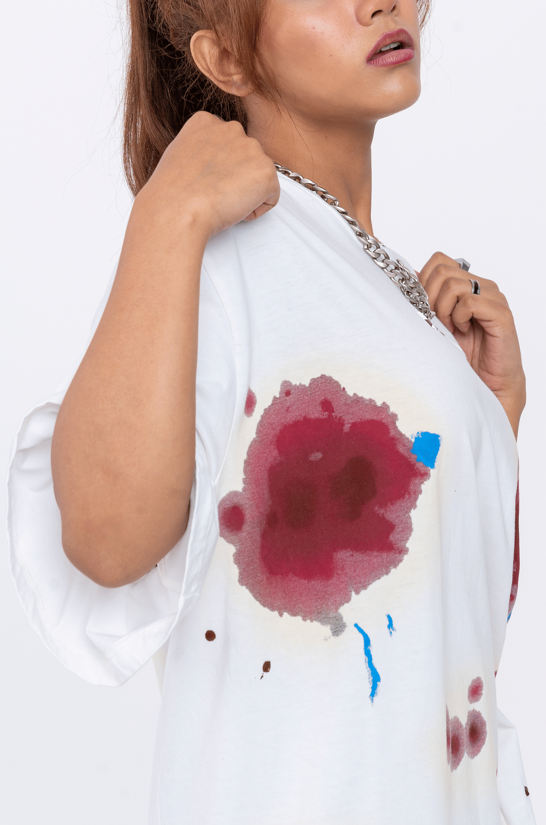 SVM & OC Huemn Blood Washed T - Shirt (White)