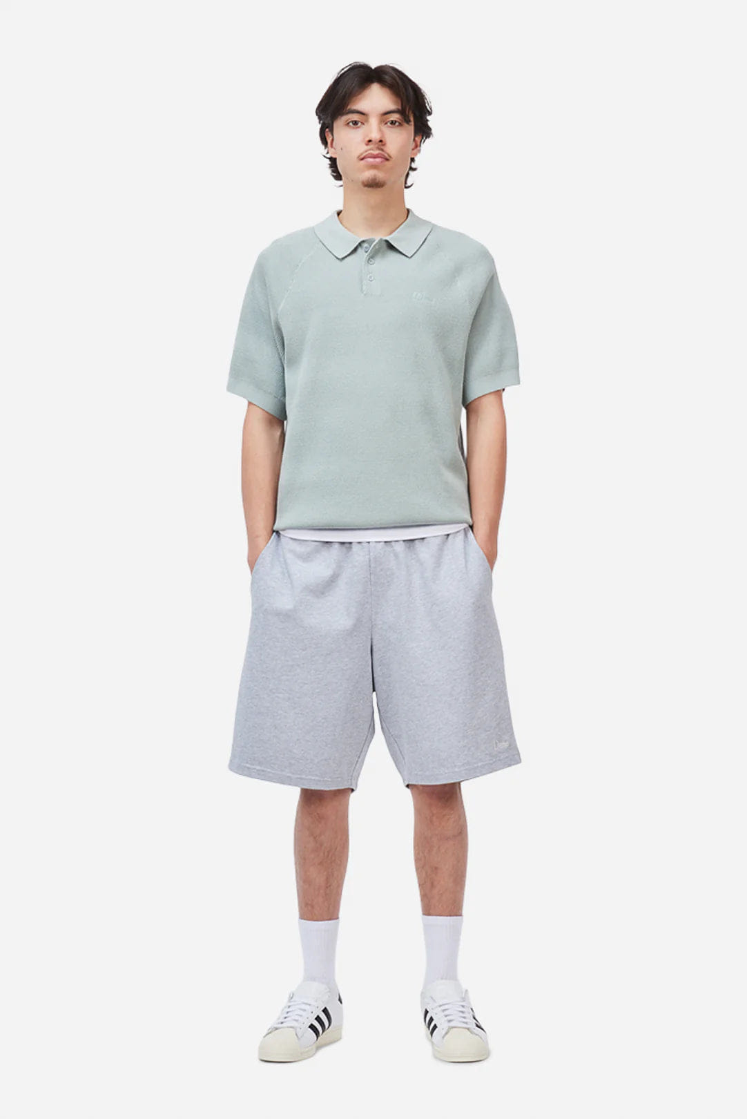 Dime MTL Cable Knit Polo Seafoam Polo