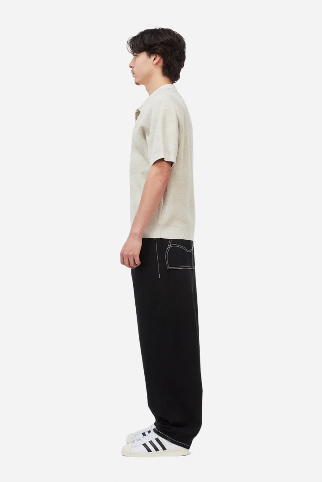 Dime MTL Cable Knit Polo Oatmeal
