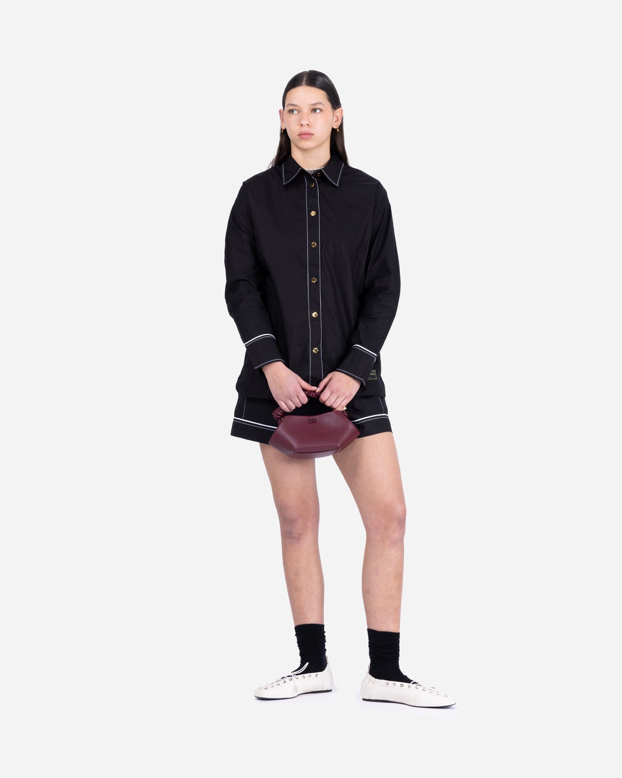 GANNI A/S Cotton Poplin Elasticated Shorts