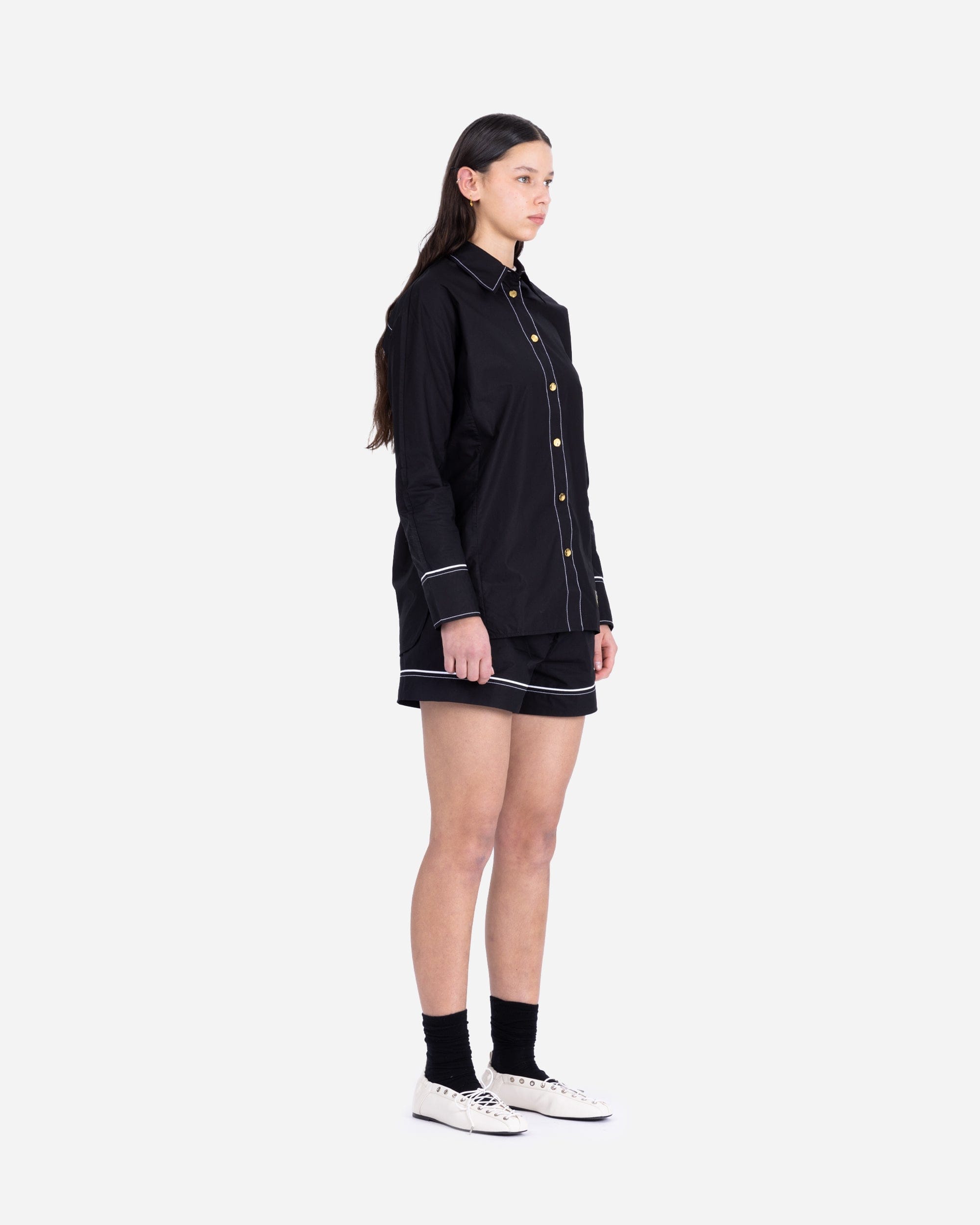 GANNI A/S Cotton Poplin Elasticated Shorts