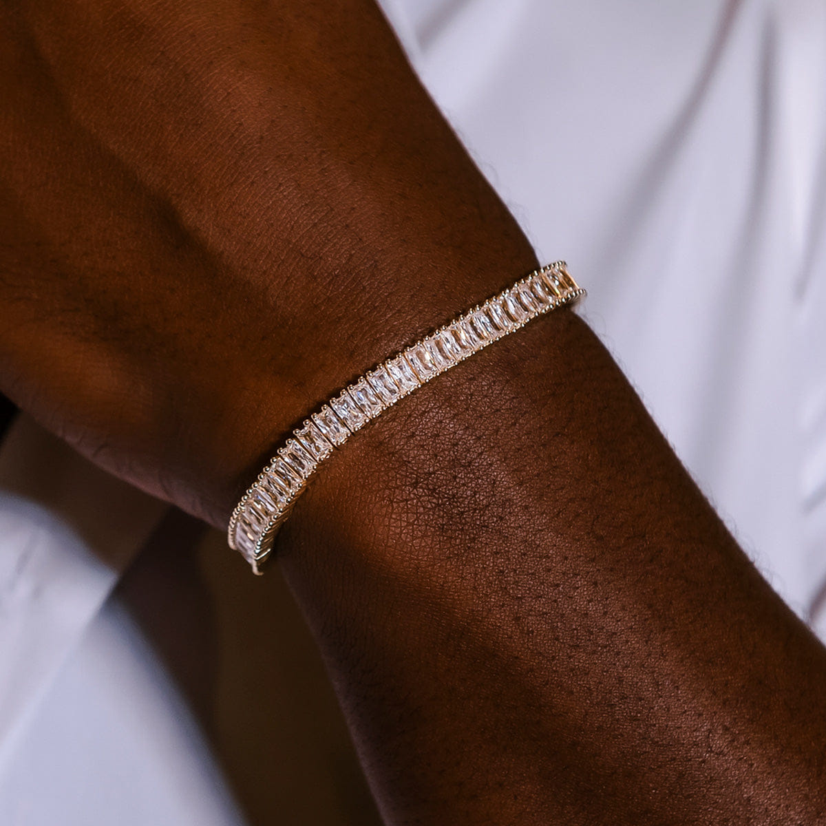 GLD Men Diamond Baguette Tennis Chain + Bracelet Bundle in Yellow Gold - 6 mm