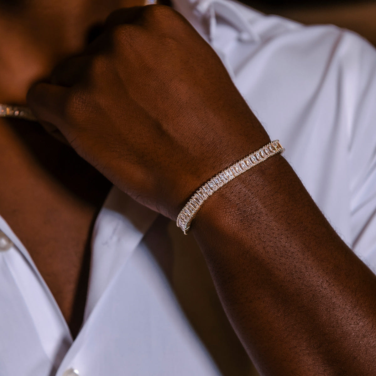 GLD Men Diamond Baguette Tennis Chain + Bracelet Bundle in Yellow Gold - 6 mm